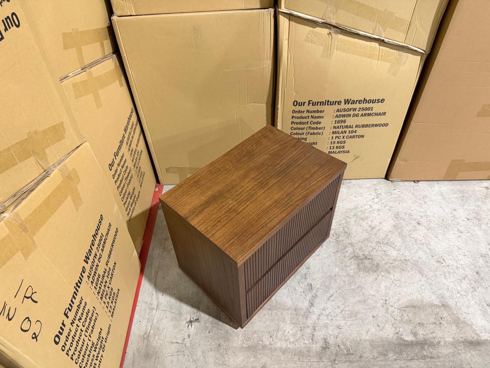 Flinders bed side chest in pecan finish
