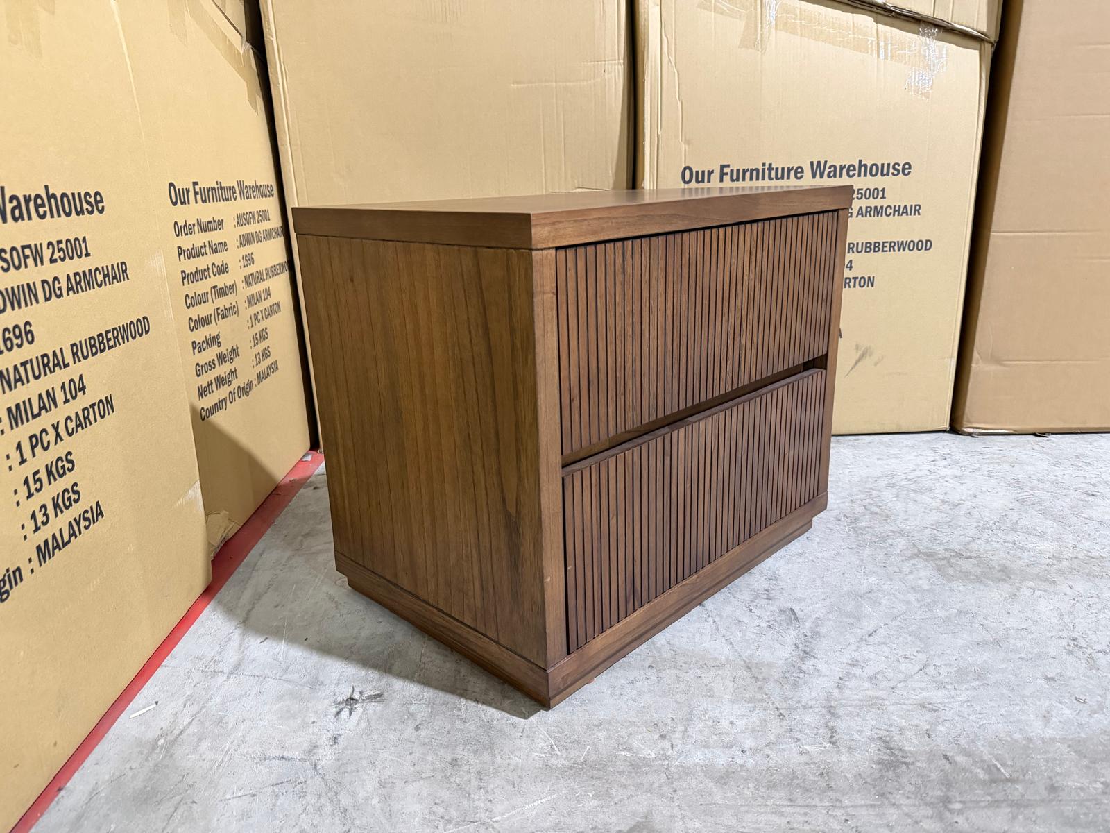 Flinders bed side chest in pecan finish