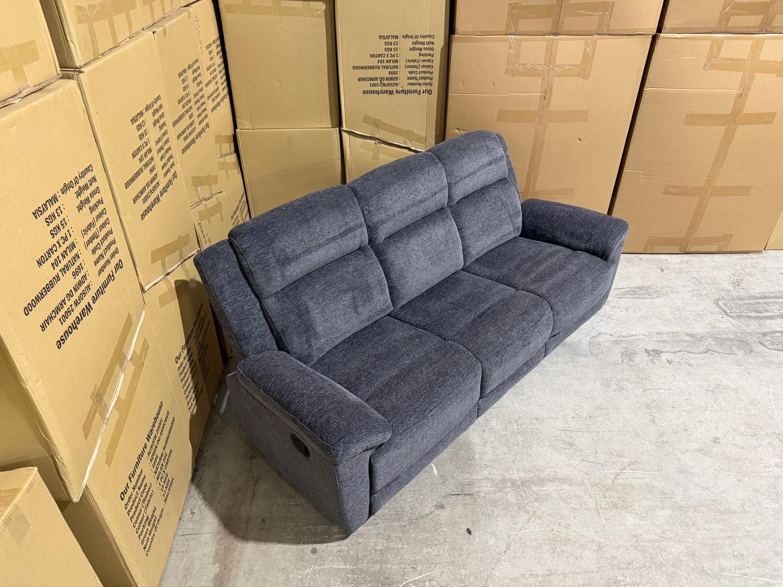 Pilot 3 seater With Manual Recliners Dark Grey