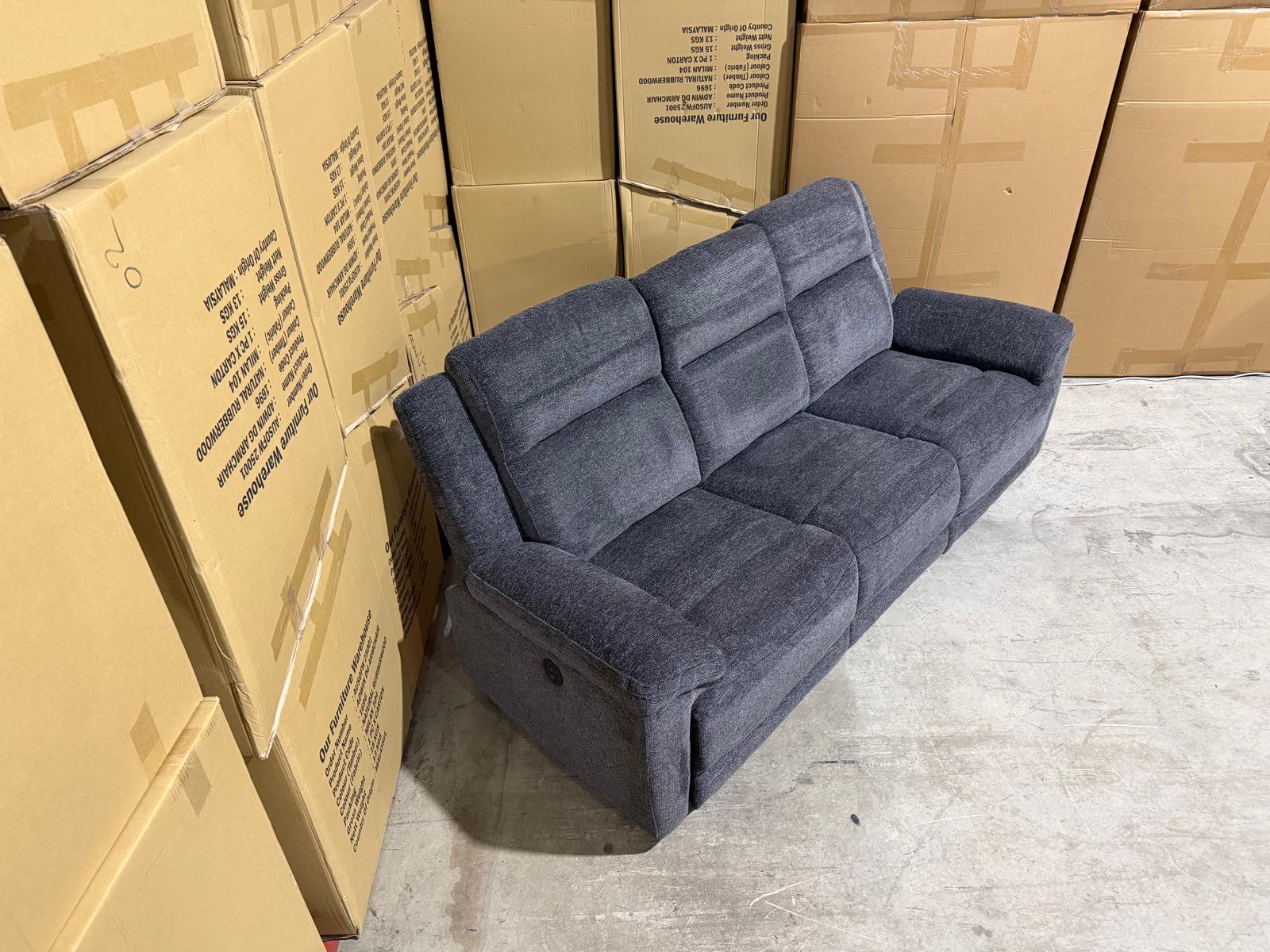 Pilot 3 seater With Manual Recliners Dark Grey
