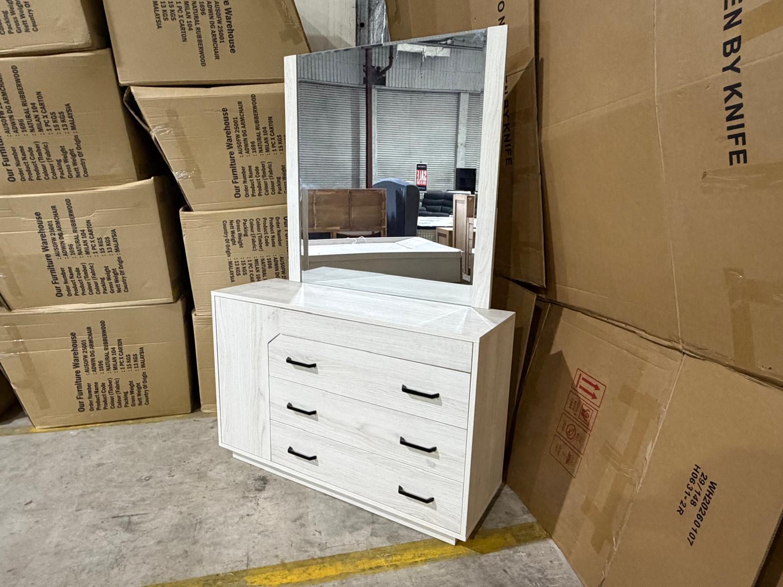 Atlanta dressing table inc mirros in grey wash finish