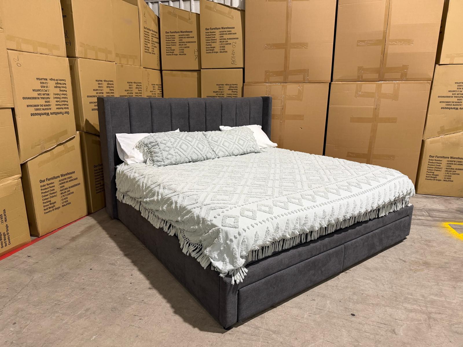 Portland super king upholstered bed in Sunlight Storm