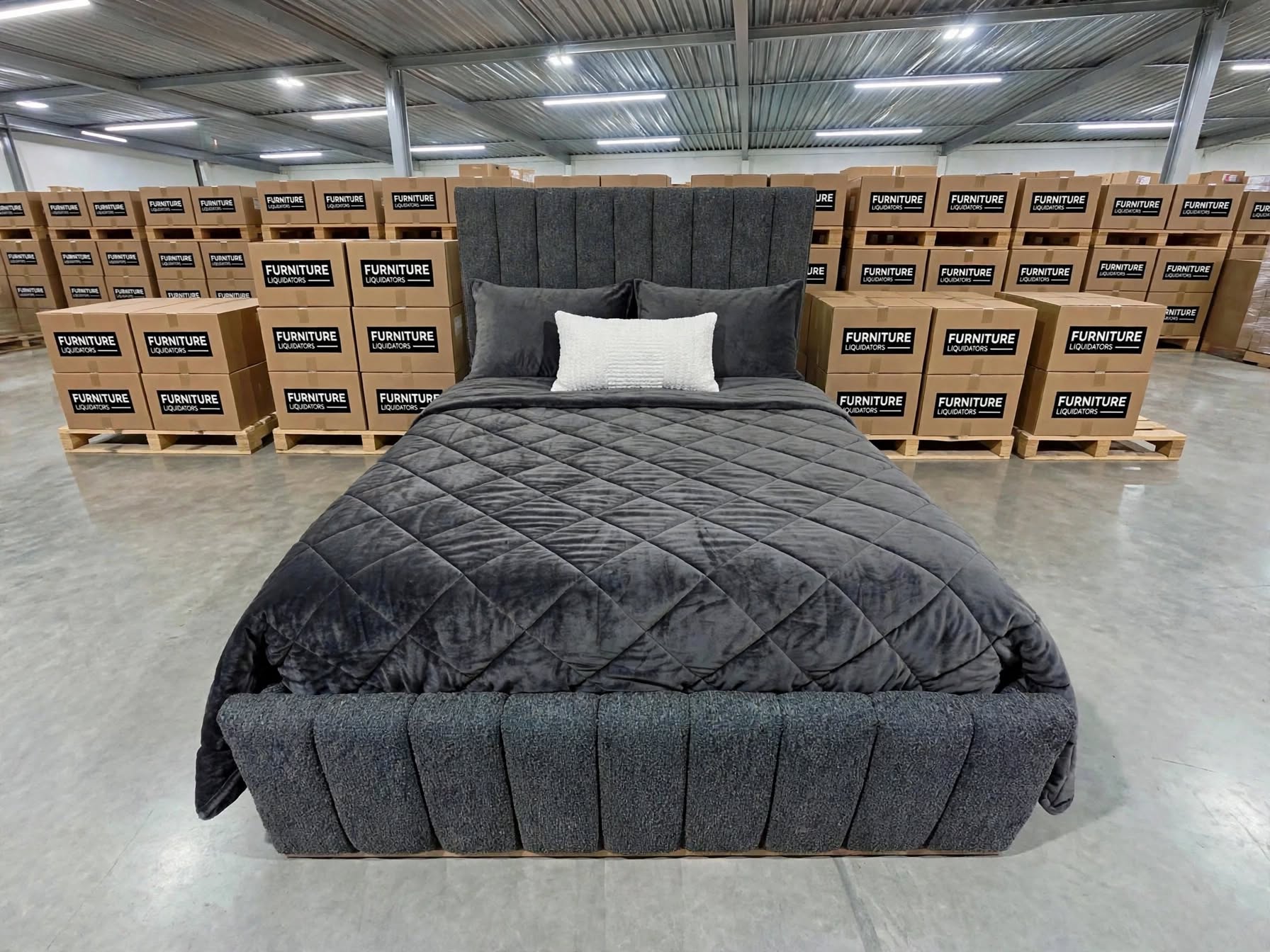 Taya King Size Upholstered Bed With Gas Lift In Share Charcoal