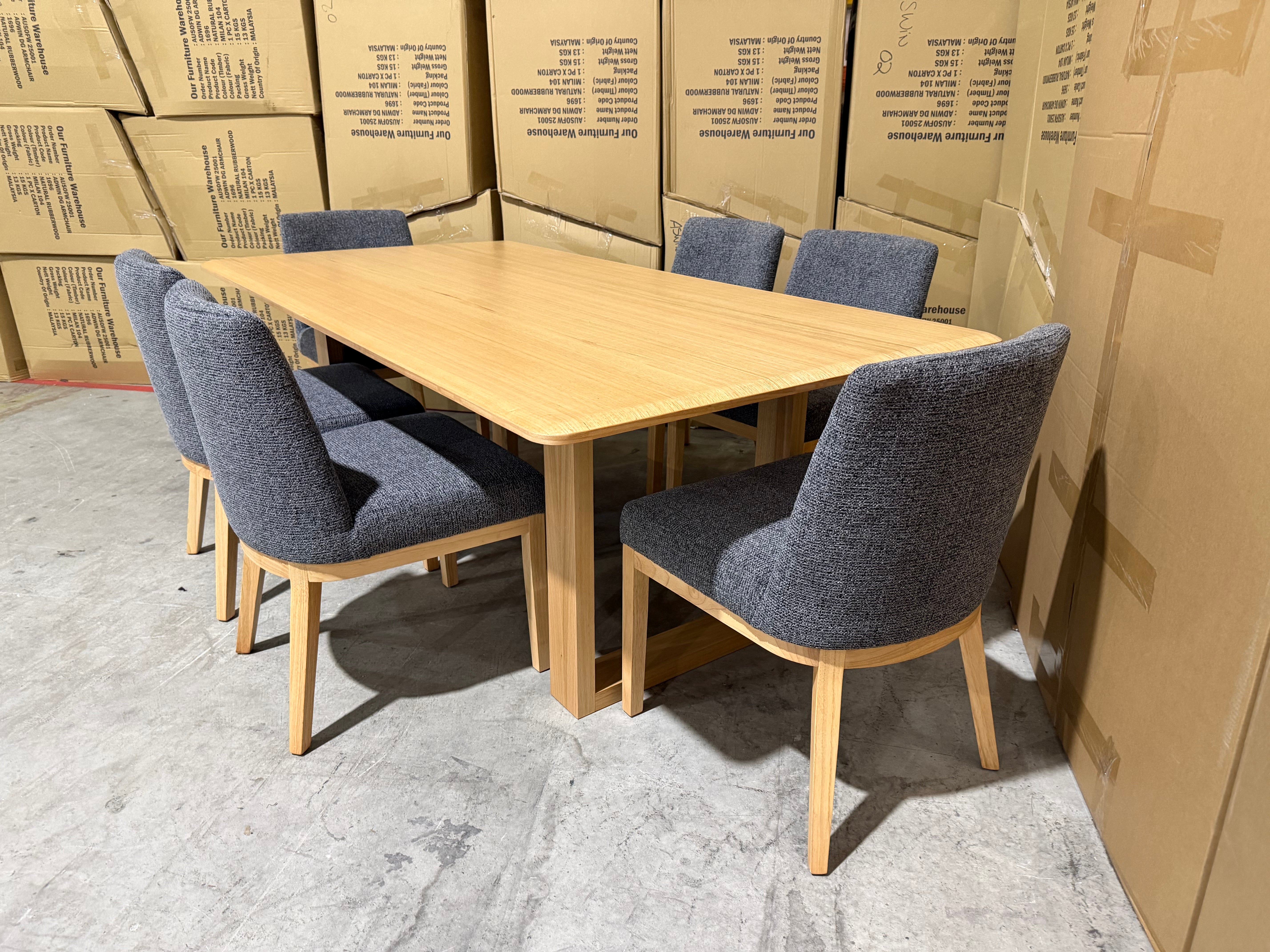 Mitcham 7 Piece Dining Setting With Ginko Chairs