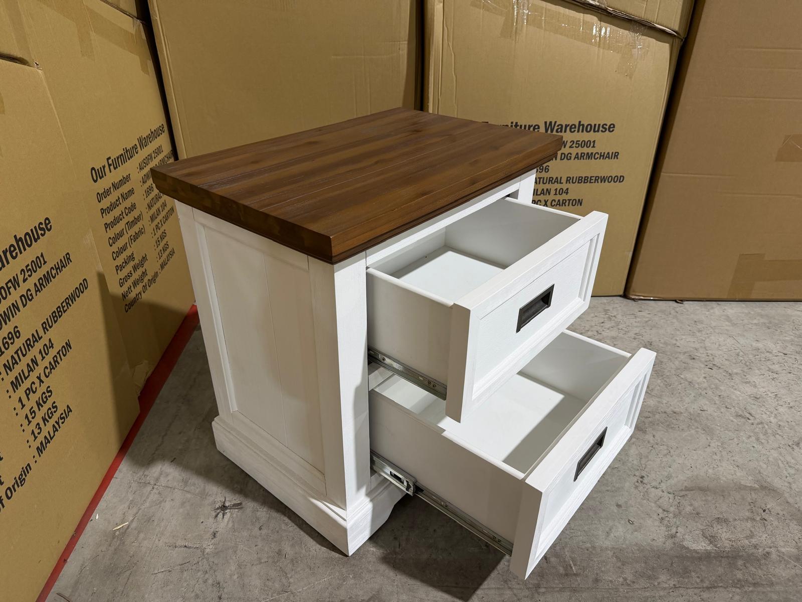 Hamptons bedside chest two tone finish