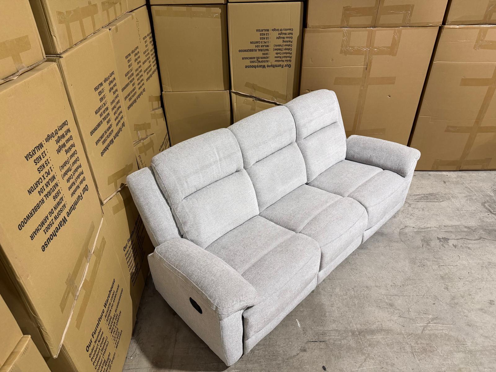 Pilot 3 Seater With Manual Recliners Light Grey