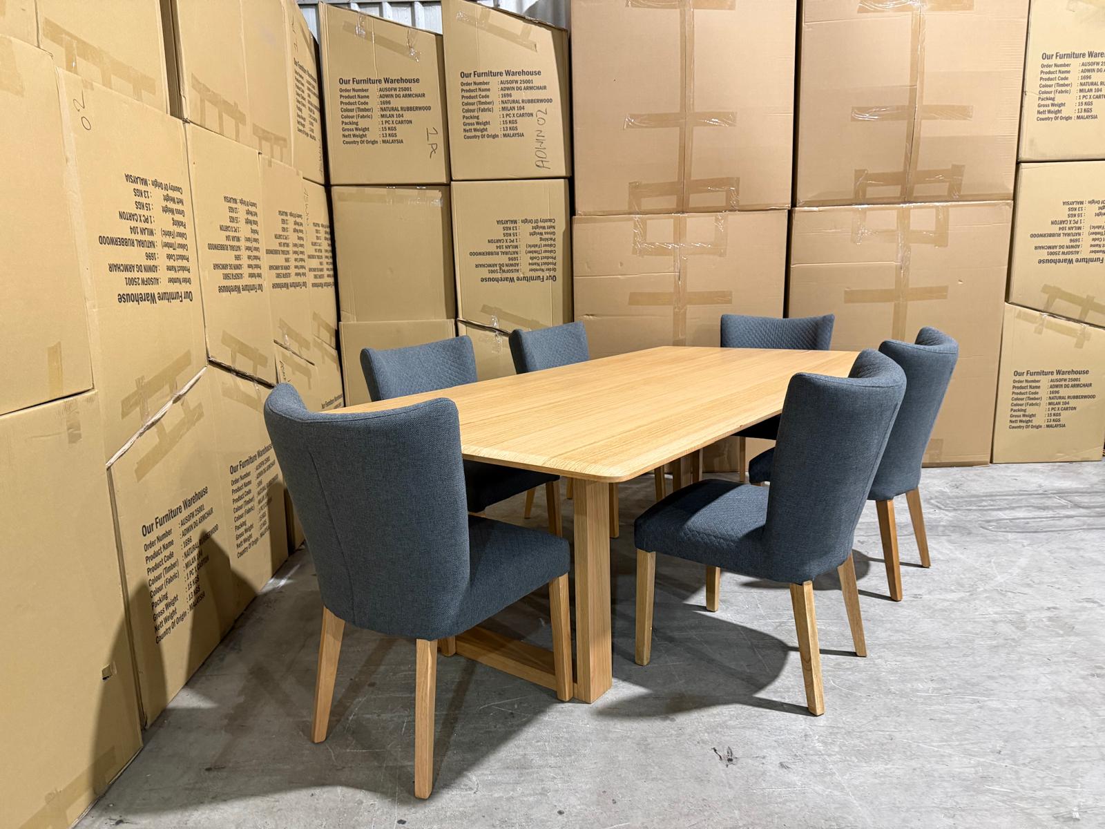 Mitcham Dining Range 2100 7 PCE Set with Tobago Charcoal