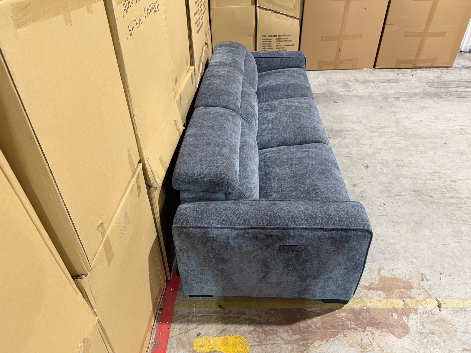 Watford Oversize 3 seater Lounge with electric recliners Licorice