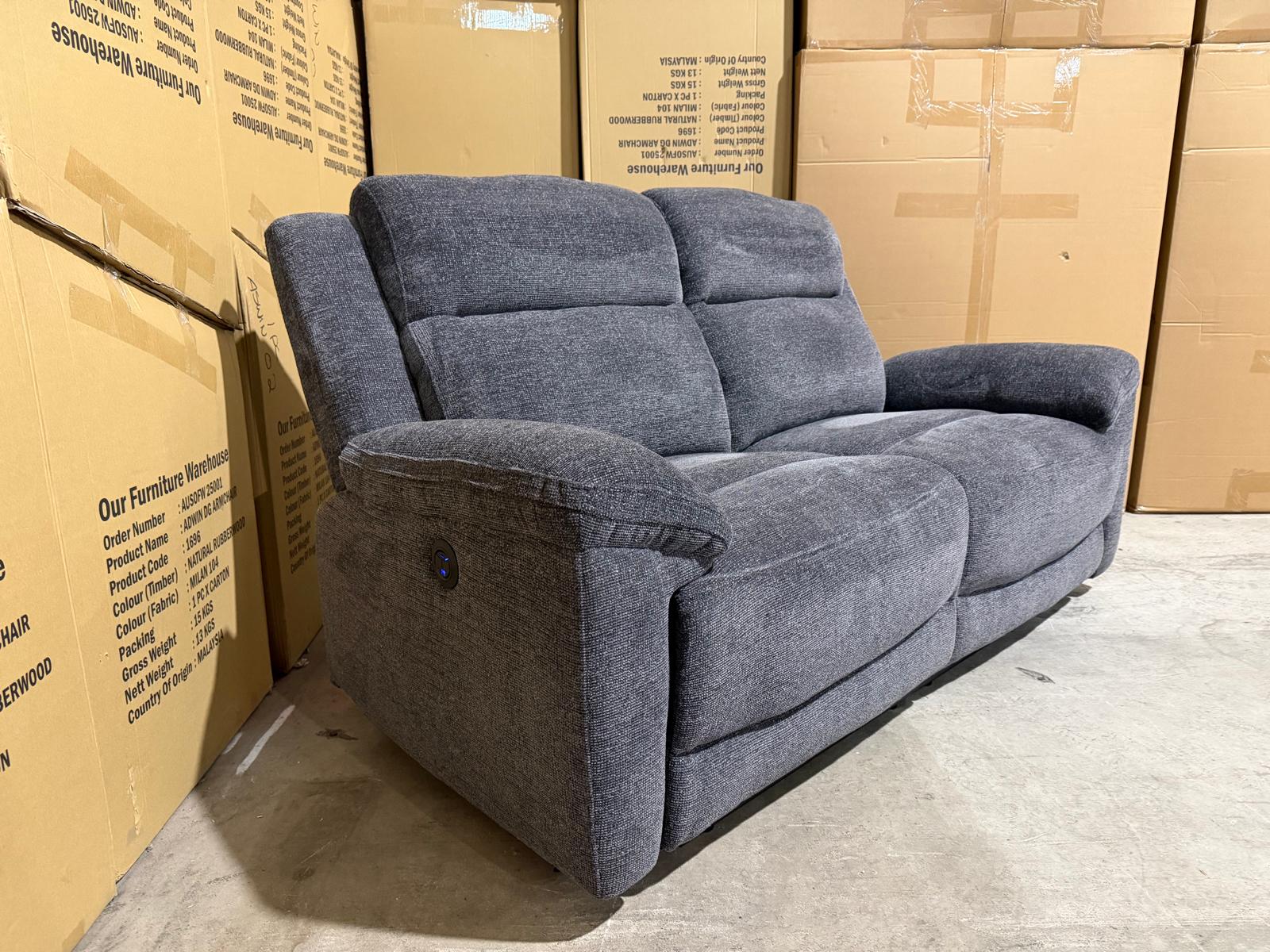 Pilot 2 seater with ELECTRIC Recliners Dark Grey