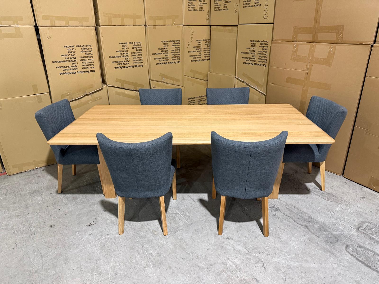 Mitcham Dining Range 2100 7 PCE Set with Tobago Charcoal