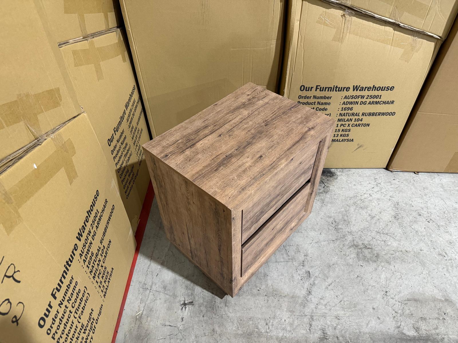 Manly frank bed side chest in rustic walnut