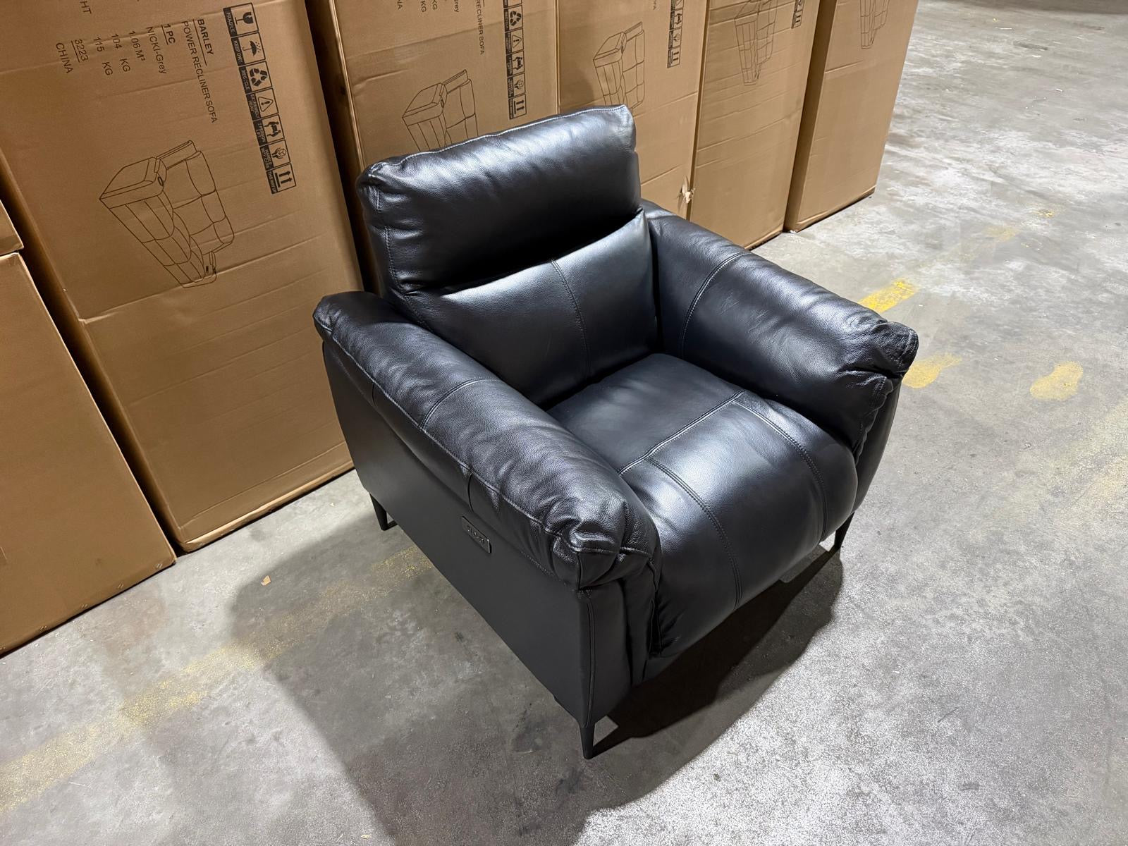 Oasis Single Recliner Leather Match (BLACK)