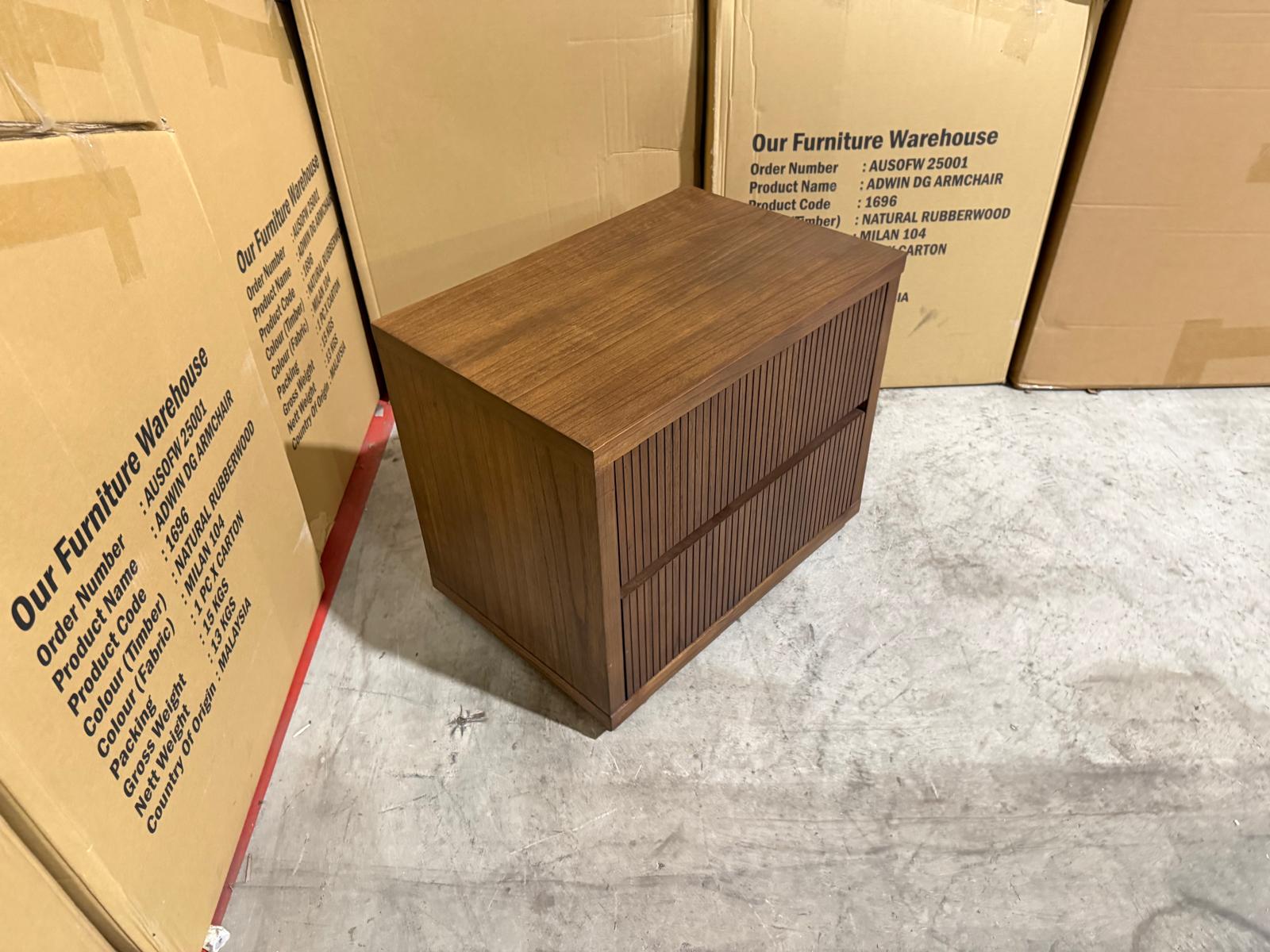 Flinders bed side chest in pecan finish