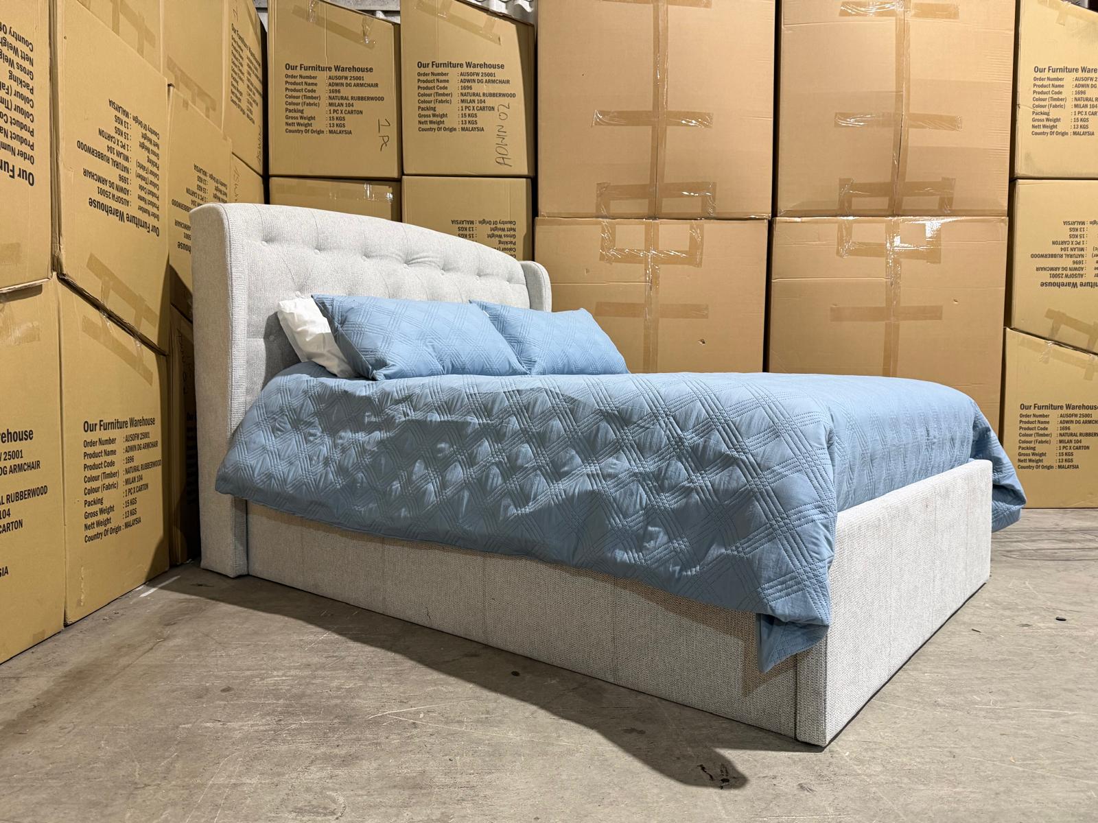 Dallas Double Bed with gas lift in Greige