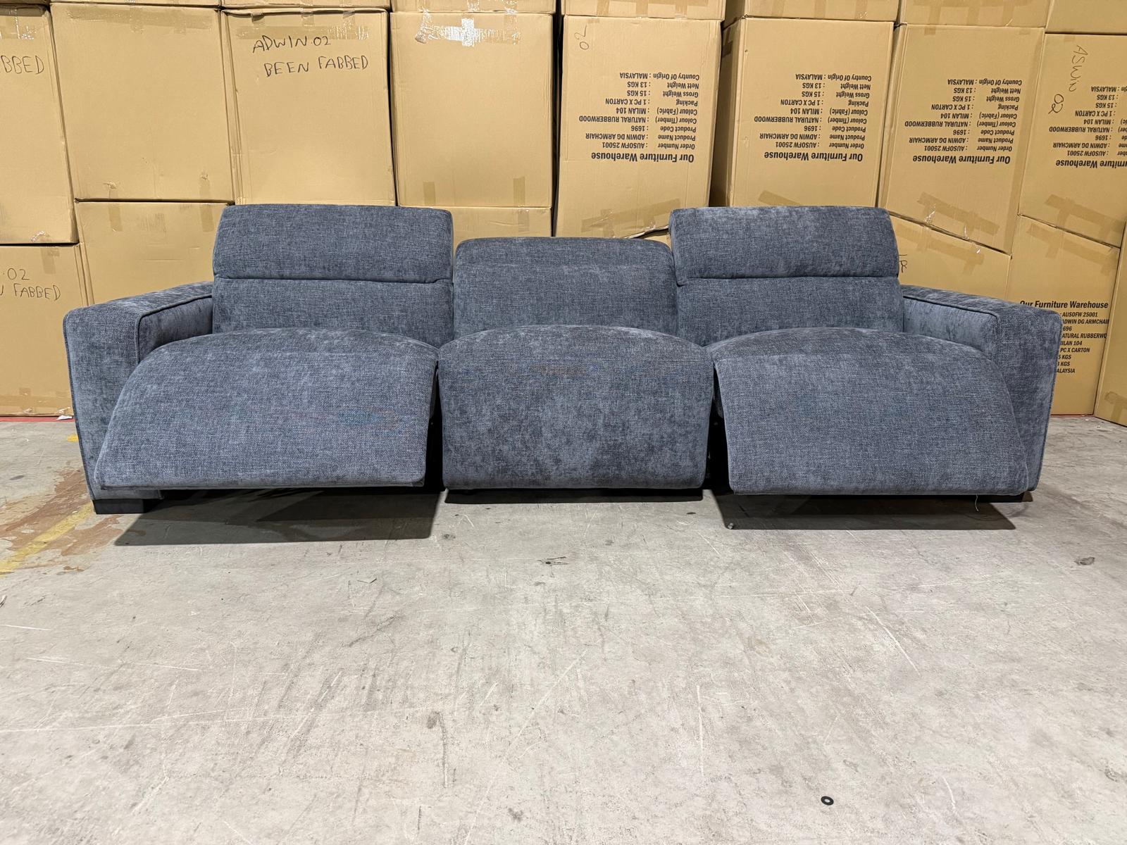Watford Oversize 3 seater Lounge with electric recliners Licorice
