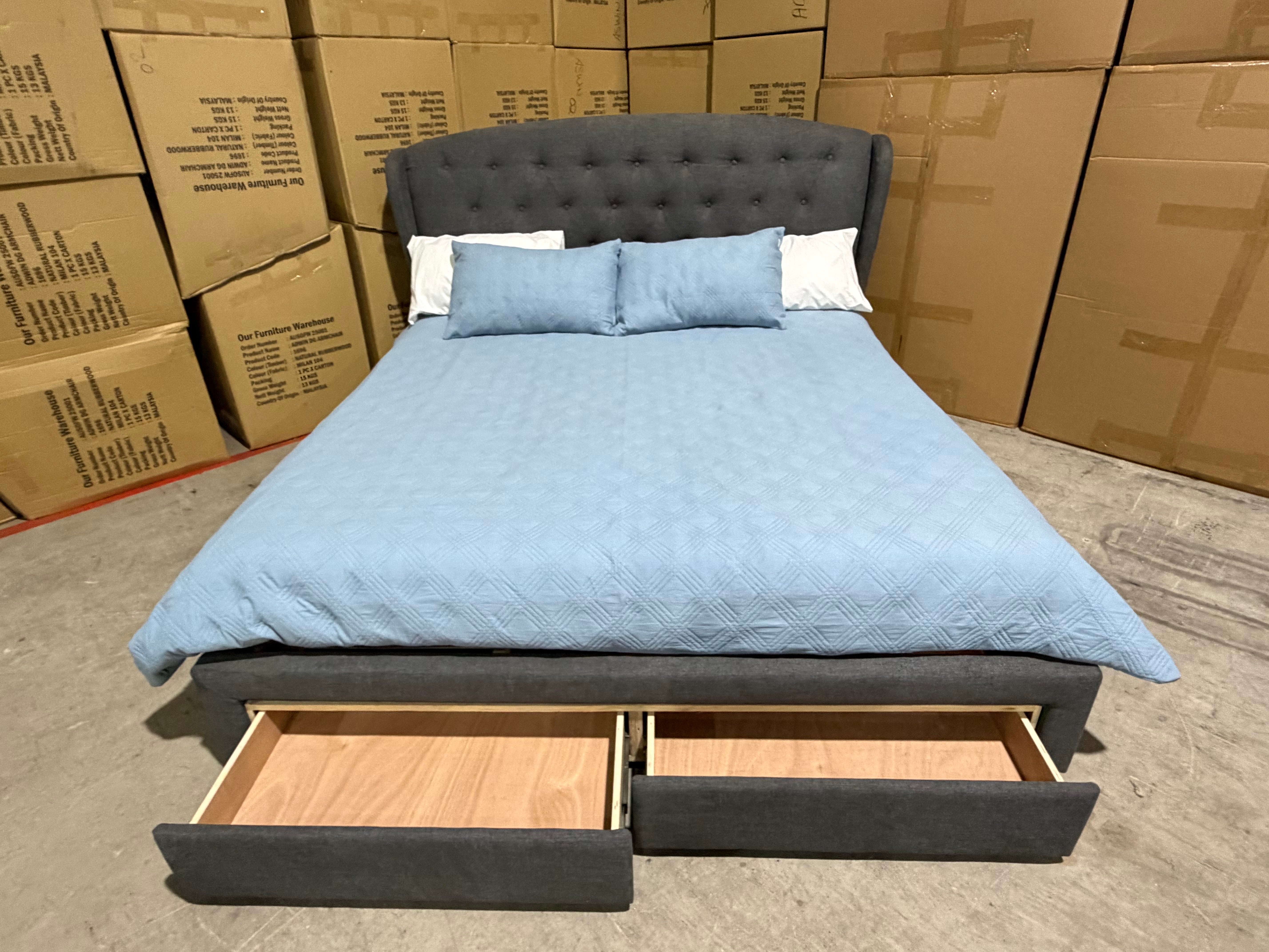 Washington Bed Range (Dark Grey) 2 Sizes Queen & King