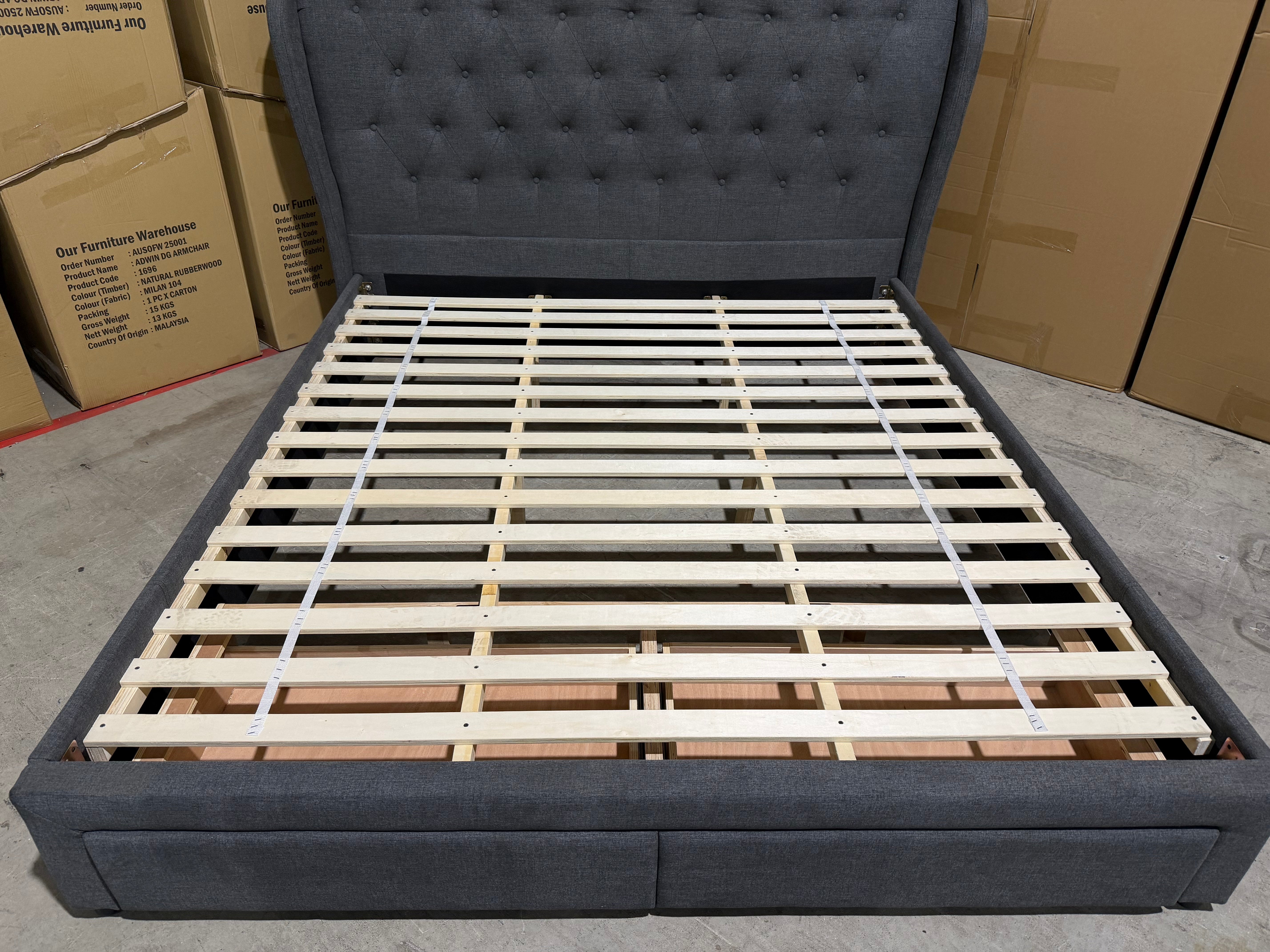 Washington Bed Range (Dark Grey) 2 Sizes Queen & King