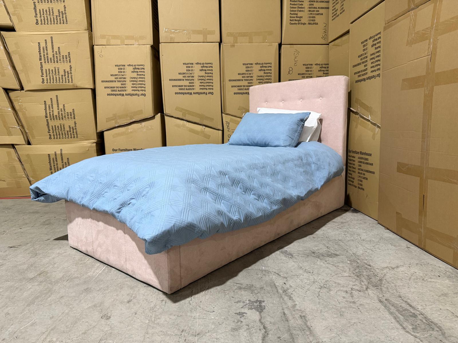 Stuart Single bed in Blush Pink