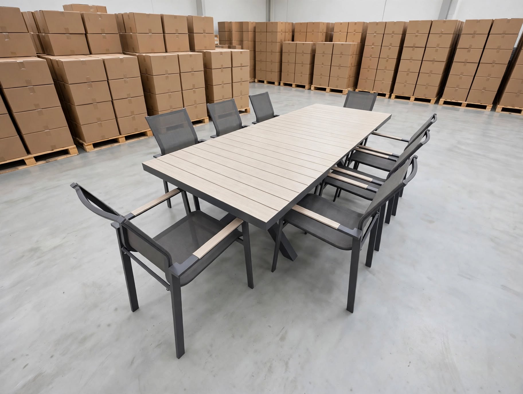 Imperial 9 Pce outdoor Setting 1 X Extension Dining Table + 8 Chairs In Charcoal