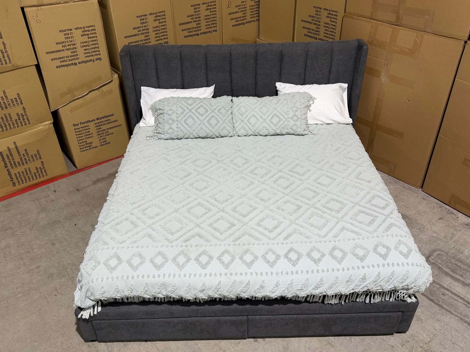 Portland super king upholstered bed in Sunlight Storm