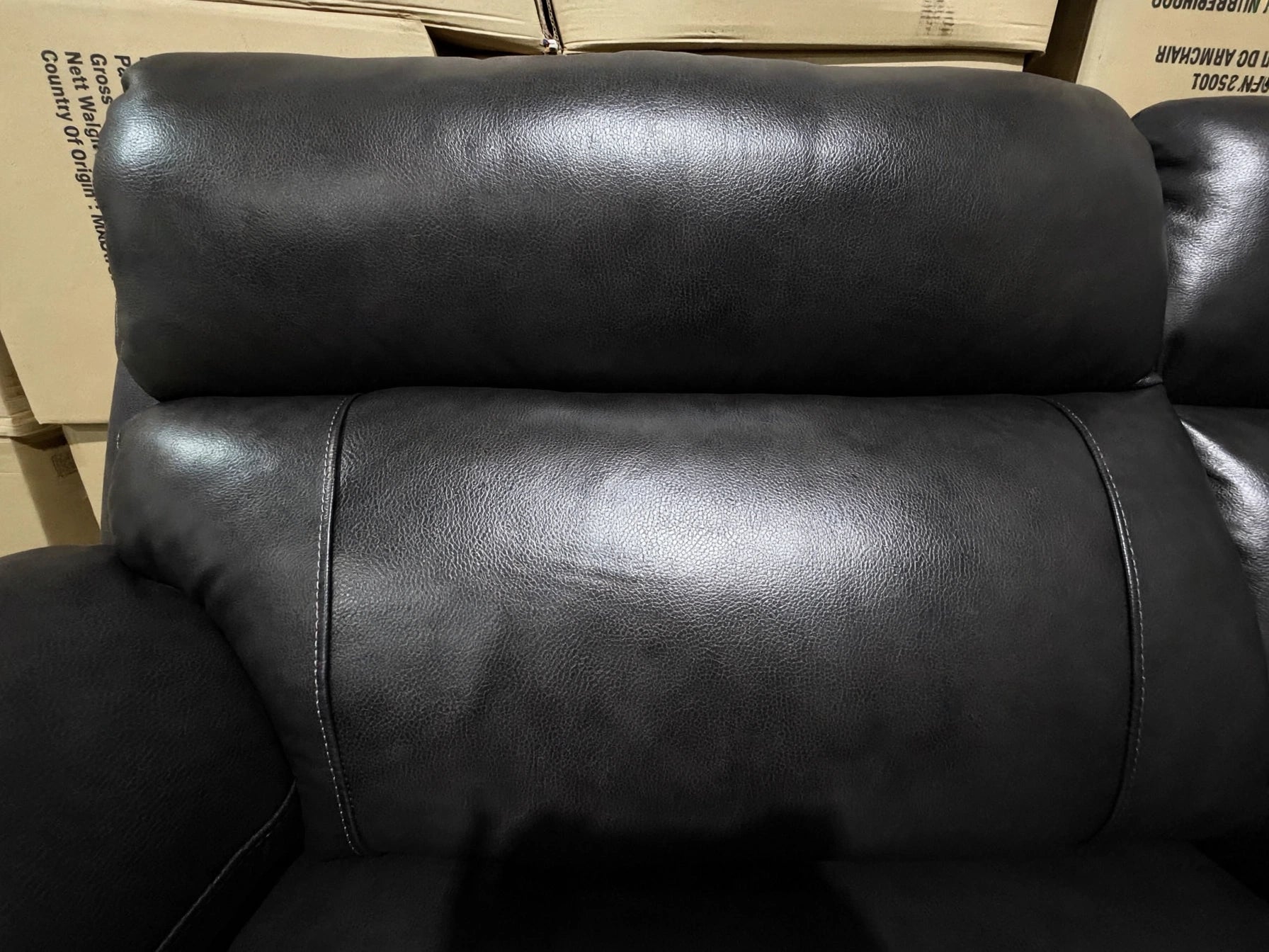 Modena Modular Lounge with 3x Electric Recliners In Black Leather