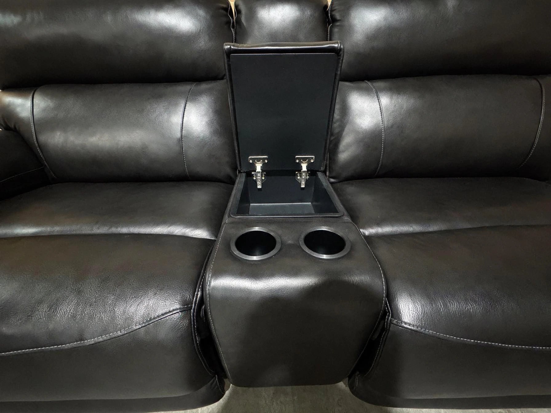 Modena Modular Lounge with 3x Electric Recliners In Black Leather