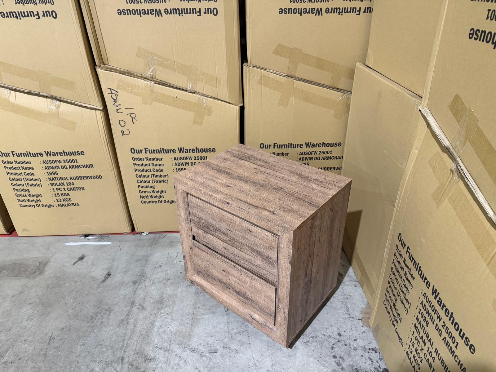 Manly frank bed side chest in rustic walnut