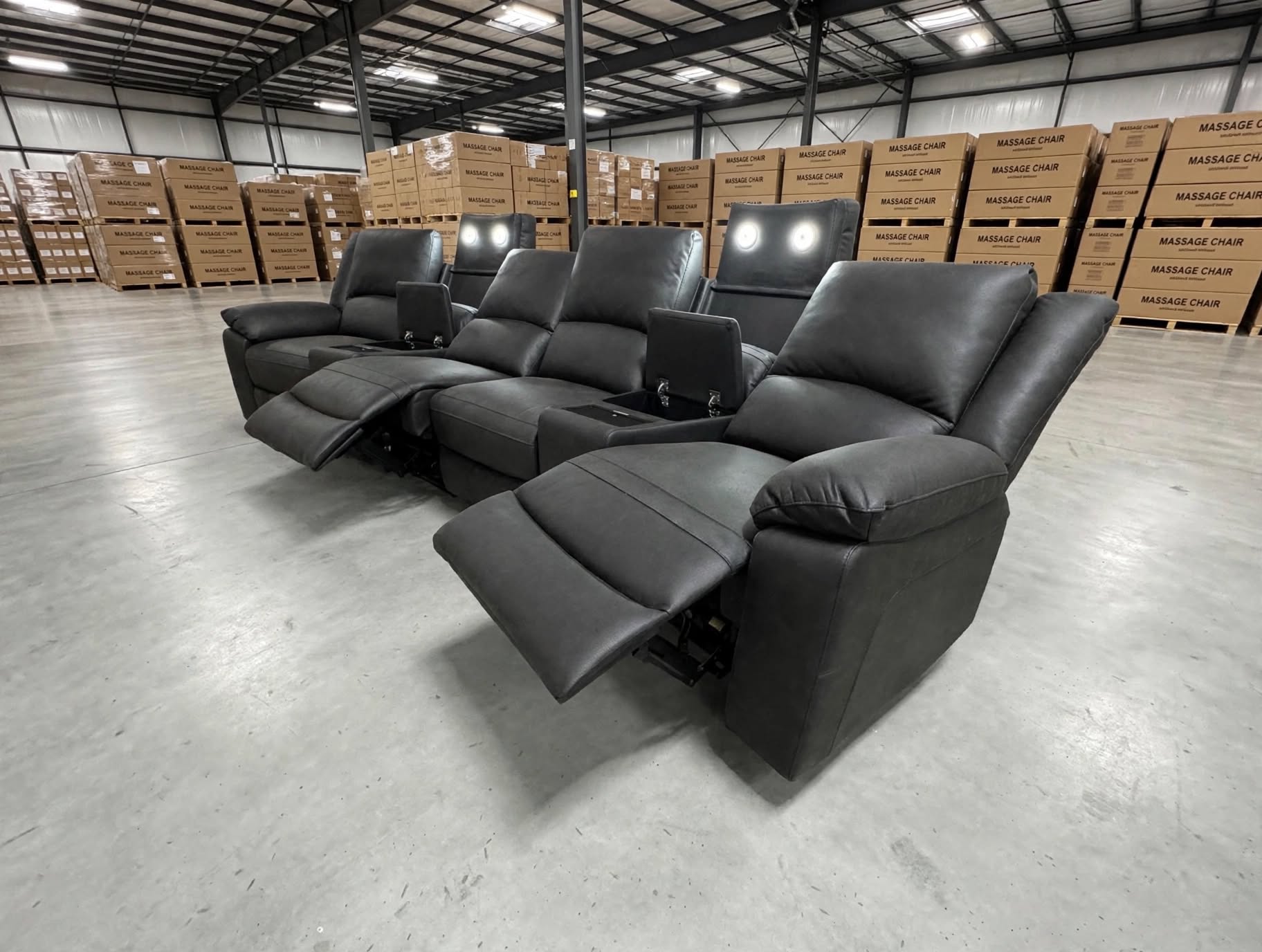 Bradford Home theatre lounge inc 4 electric recliners in nic 98 black 25106