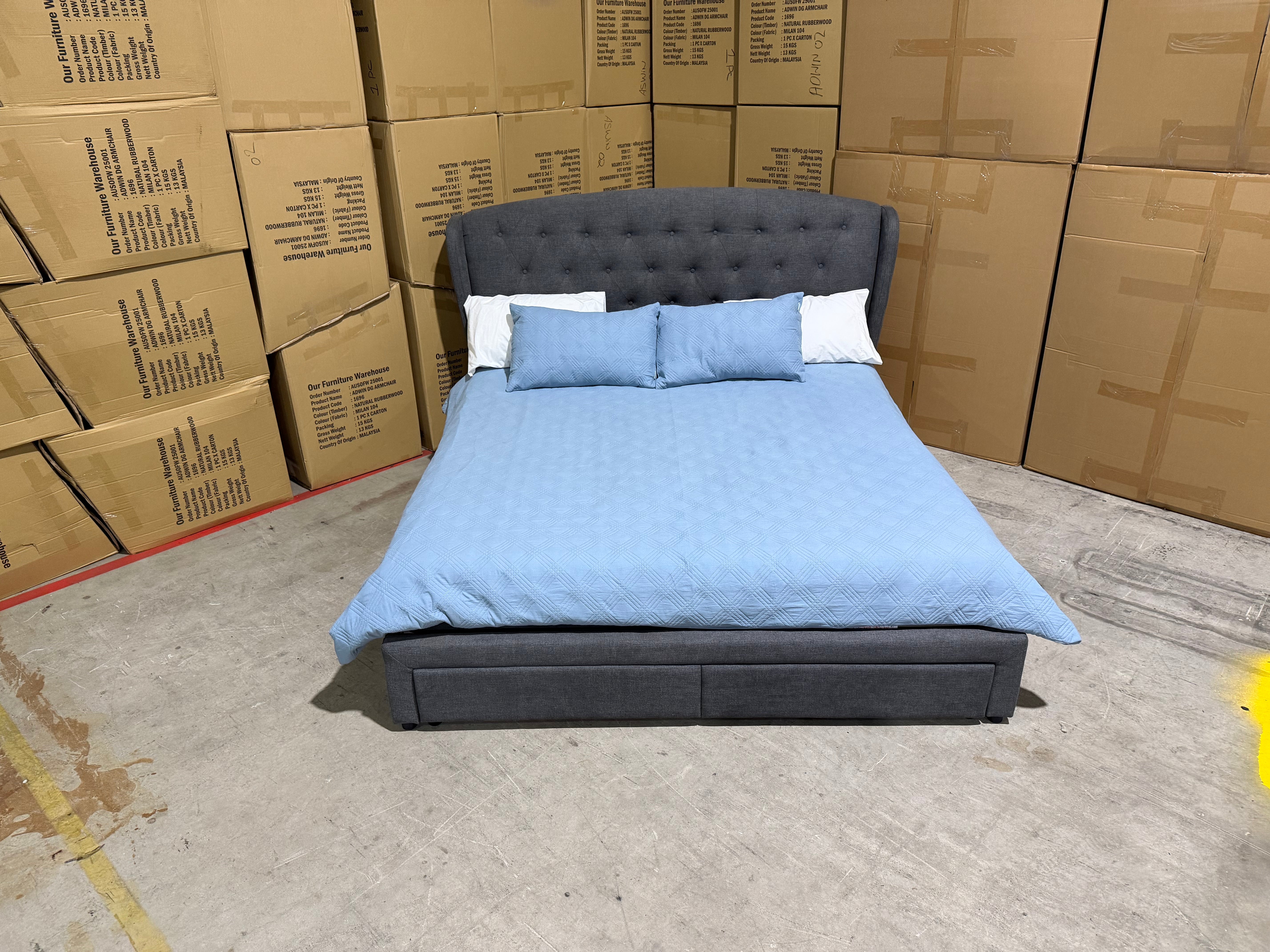 Washington Bed Range (Dark Grey) 2 Sizes Queen & King