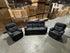 Duncan 3Pce Lounge Set 3 Seater + 2 Recliners In Black Soft Rhino