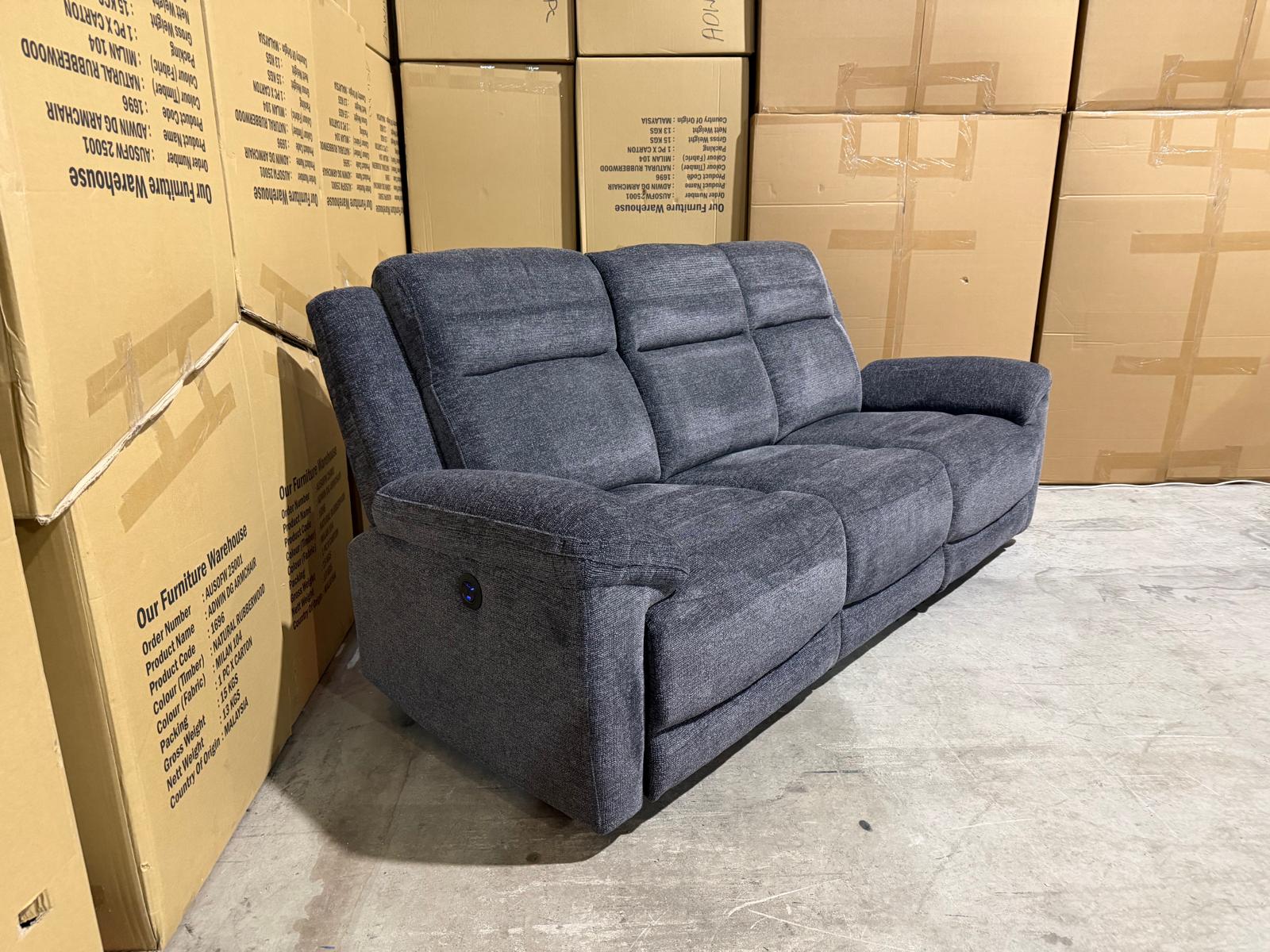 Pilot 3 seater With Manual Recliners Dark Grey