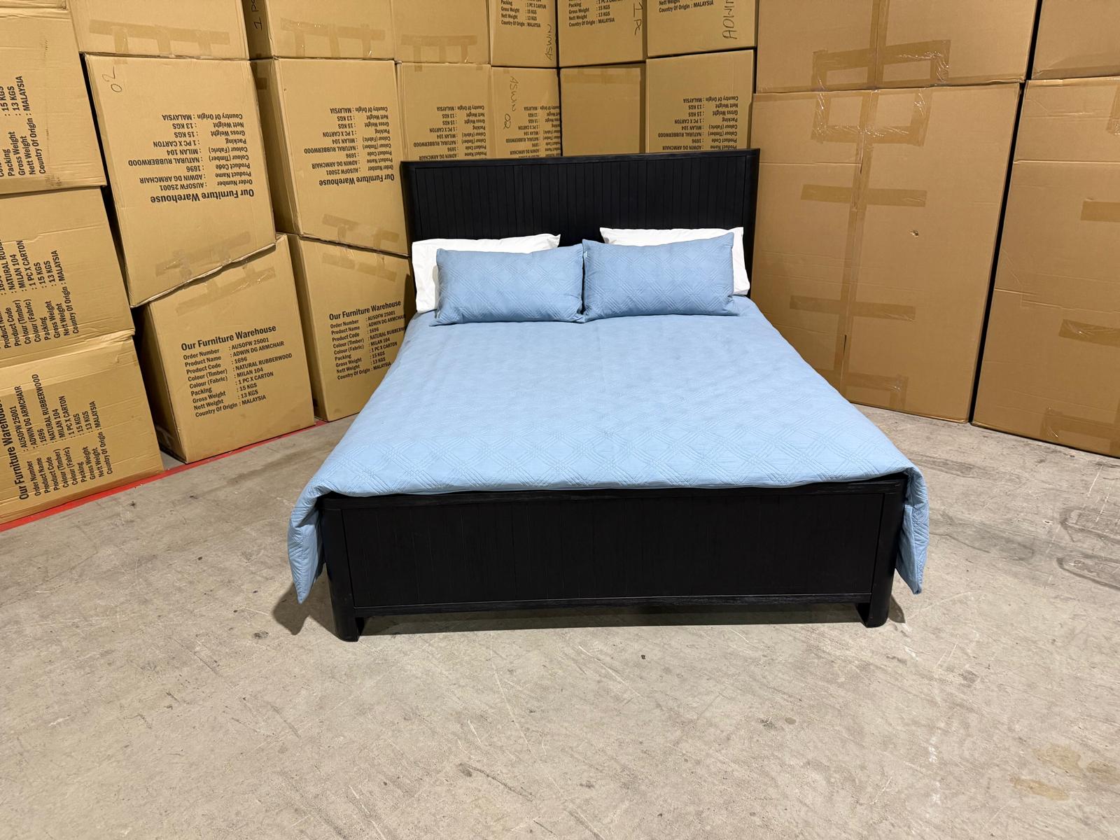 Athena ripple King size bed in shadow black finish