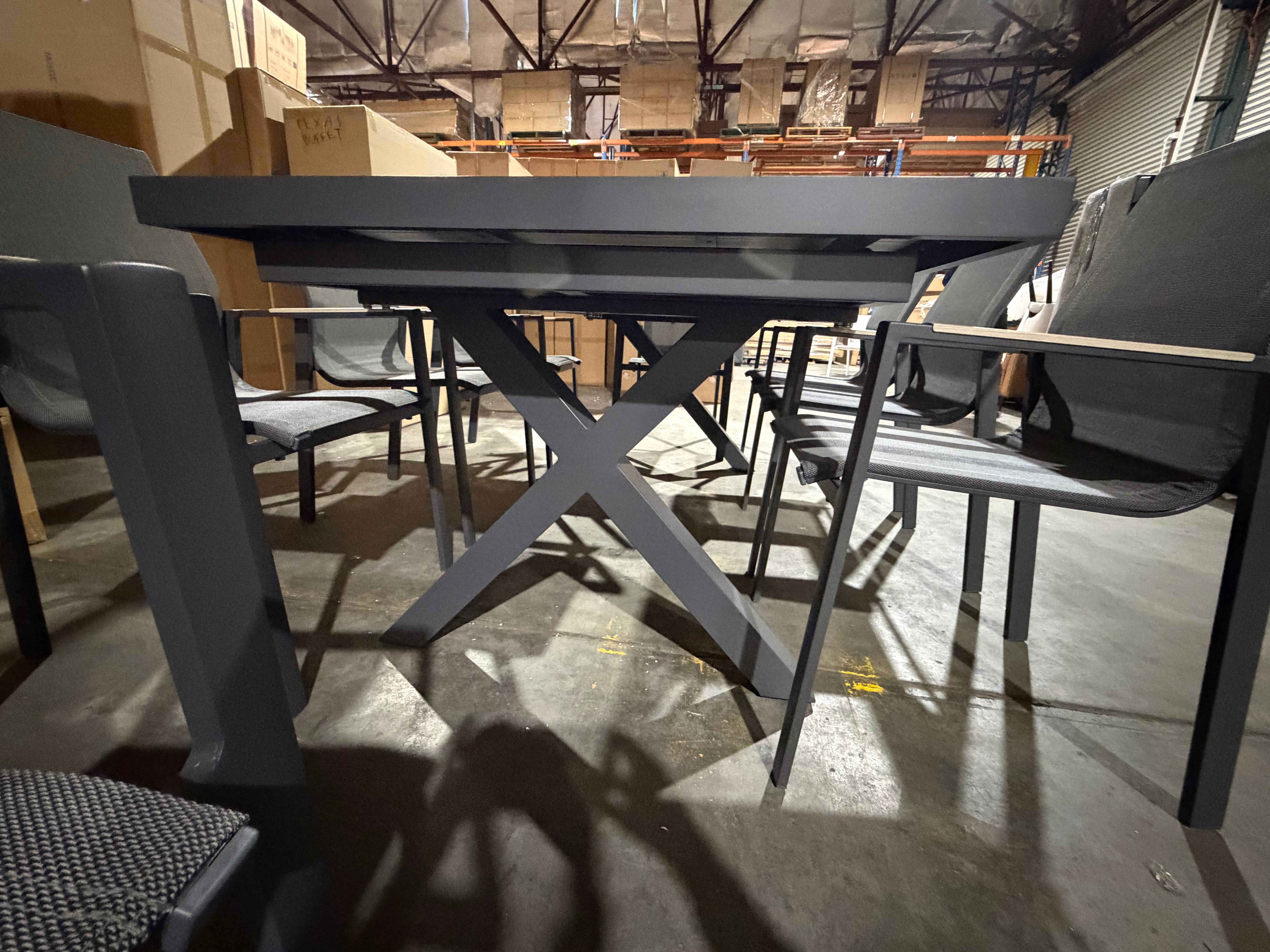 Imperial 9 Pce outdoor Setting 1 X Extension Dining Table + 8 Chairs In Charcoal