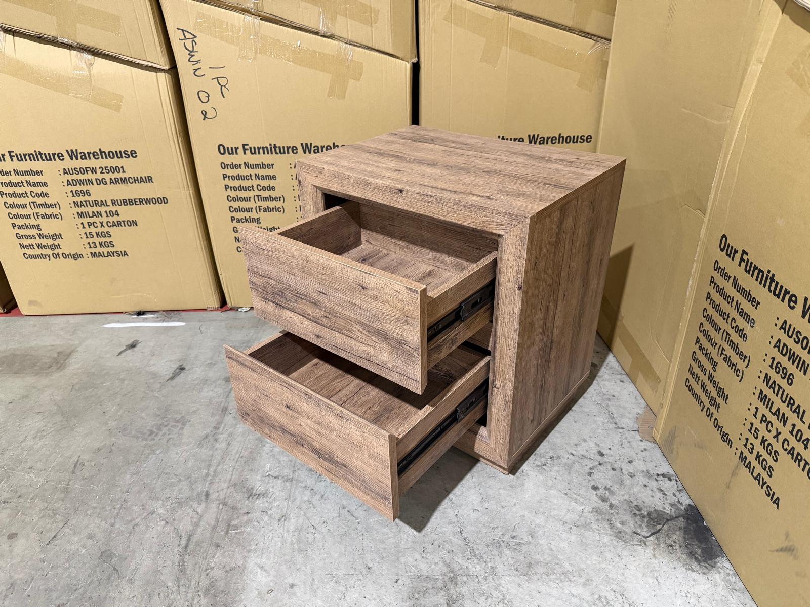 Manly frank bed side chest in rustic walnut