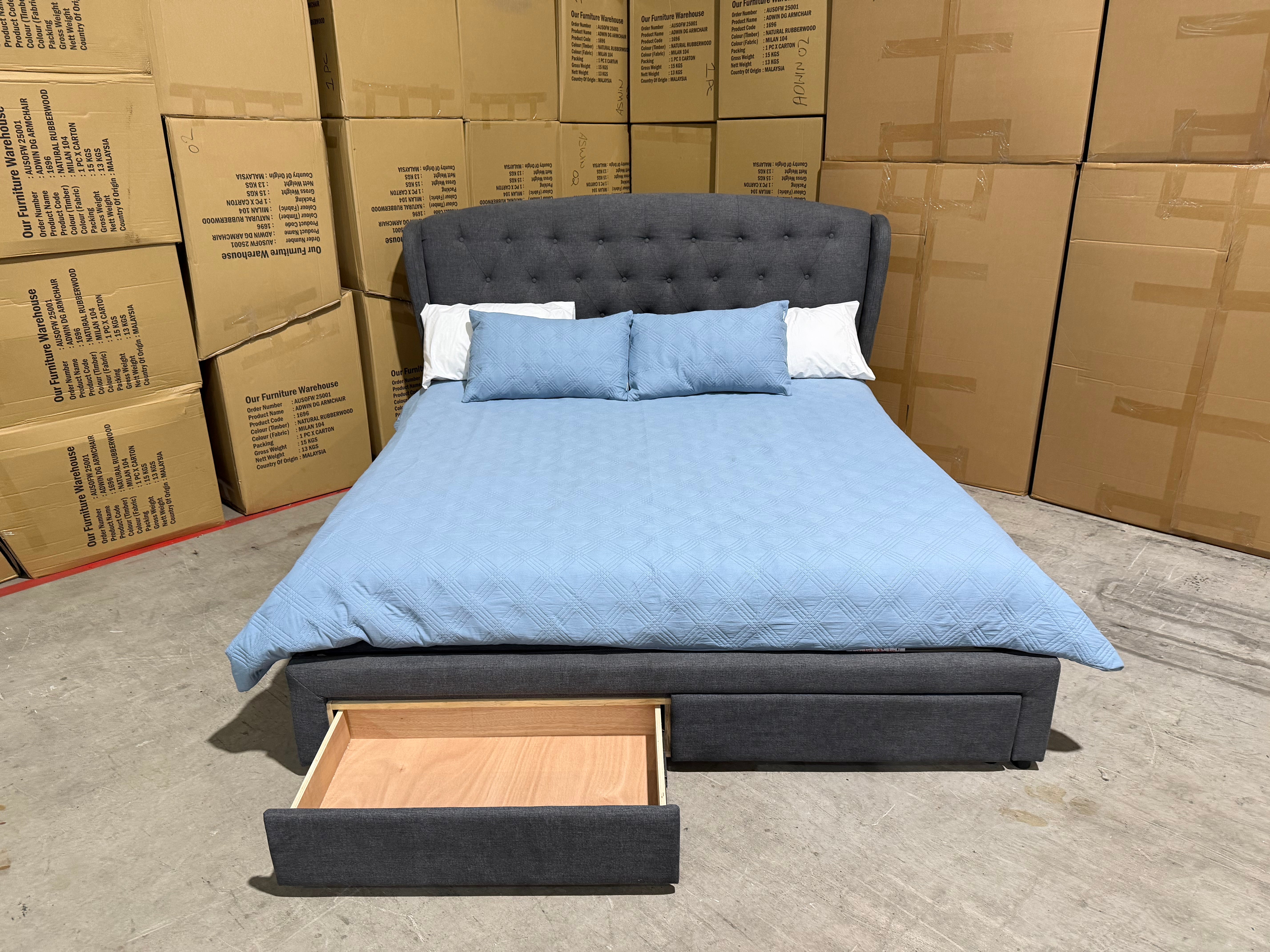 Washington Bed Range (Dark Grey) 2 Sizes Queen & King