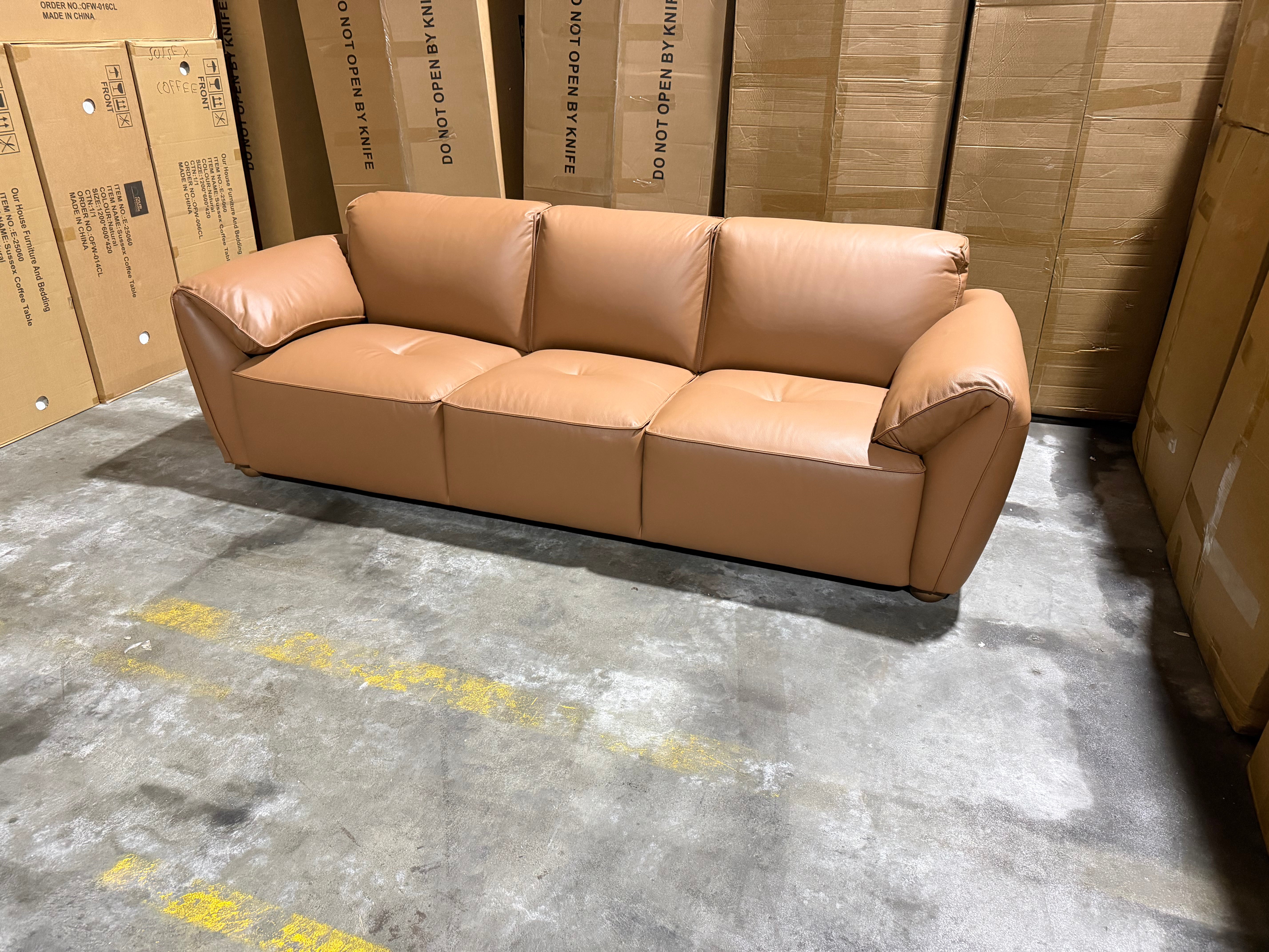 Sapphire 3 Seater Sofa In Cognac Leather