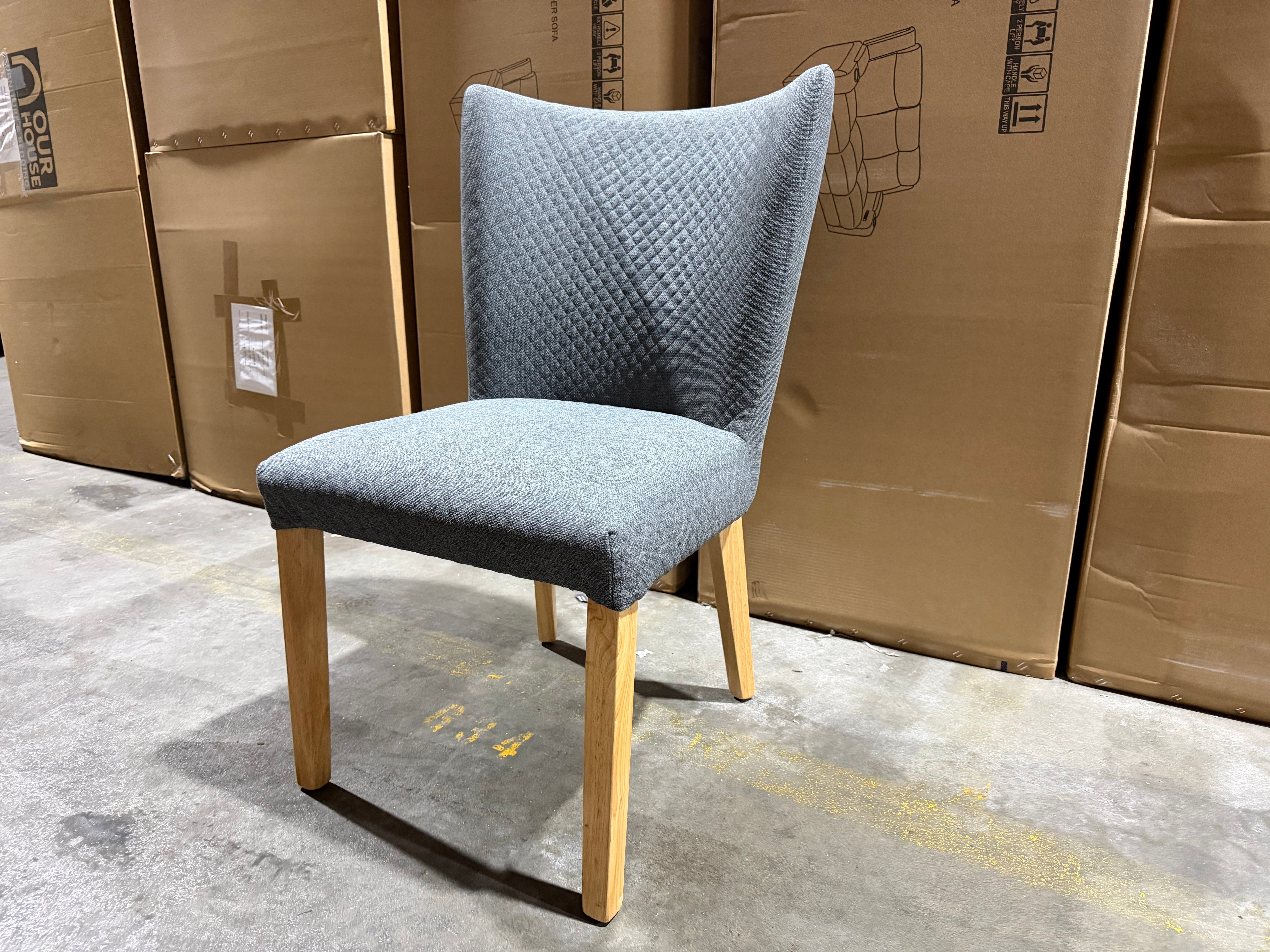 Tobago Upholstered Dining Chair Charcoal Fabric With Natural Oak Colour Leg