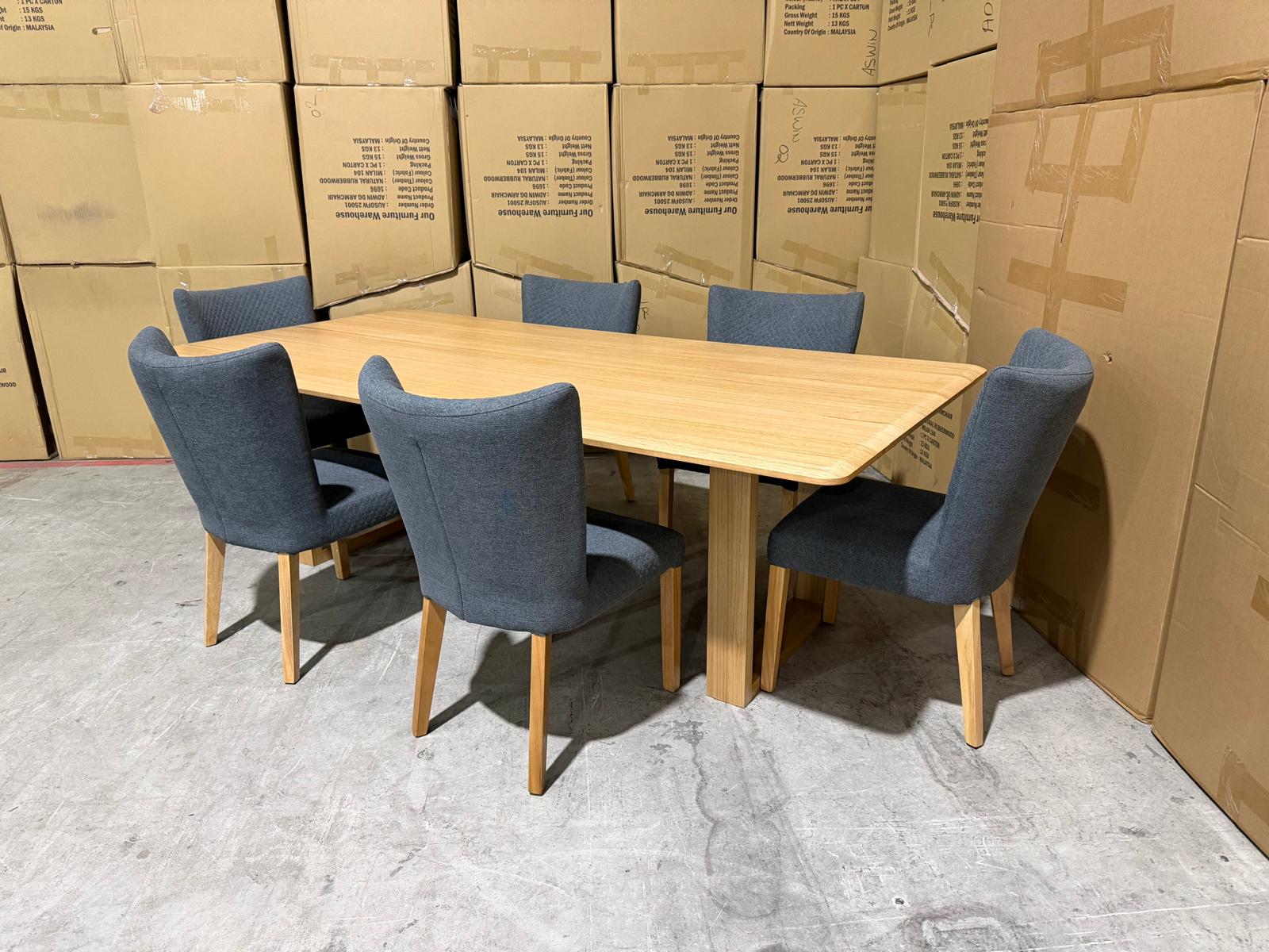 Mitcham Dining Range 2100 7 PCE Set with Tobago Charcoal