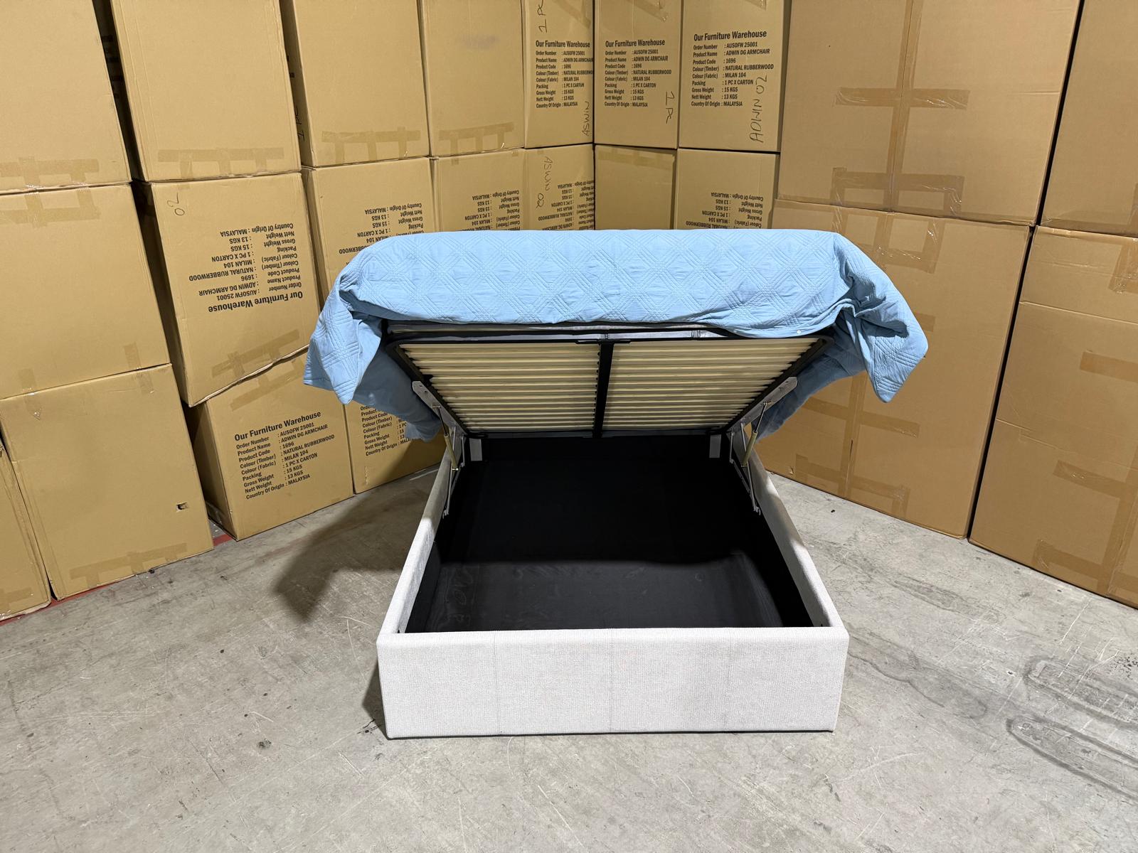 Dallas Double Bed with gas lift Storage In Natural