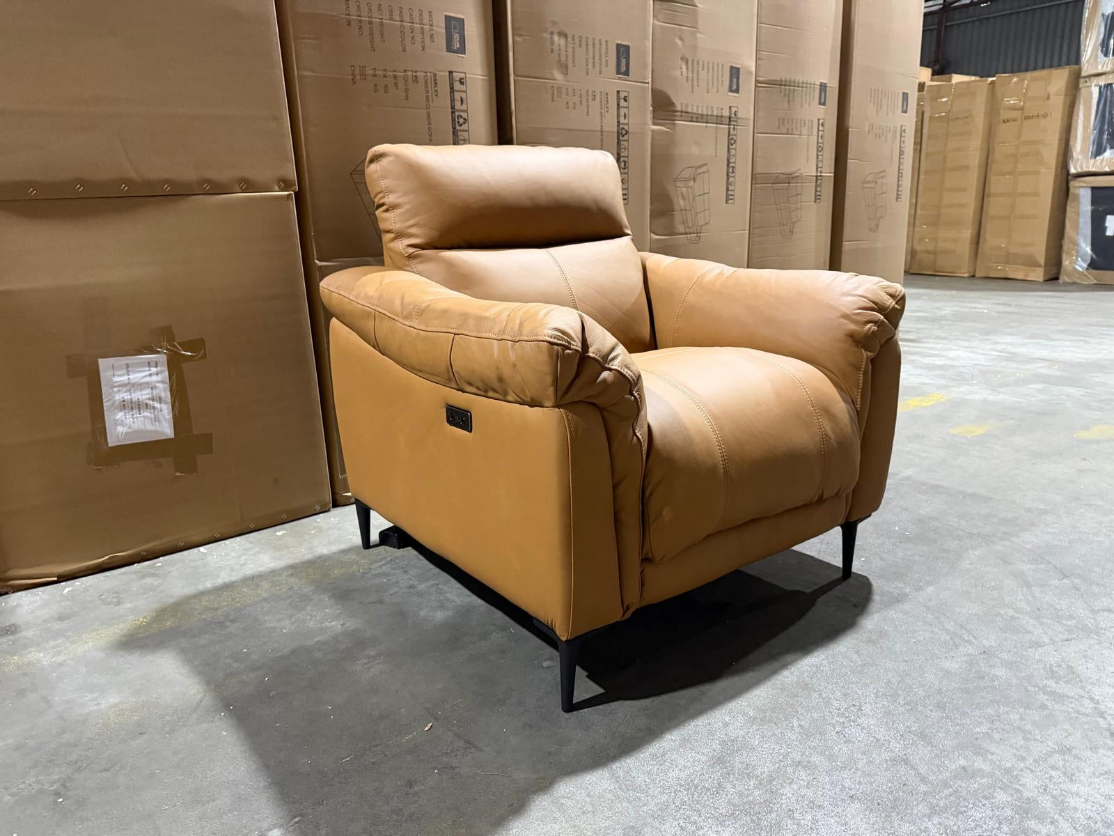 Oasis Single Recliner Leather Match (TAN)