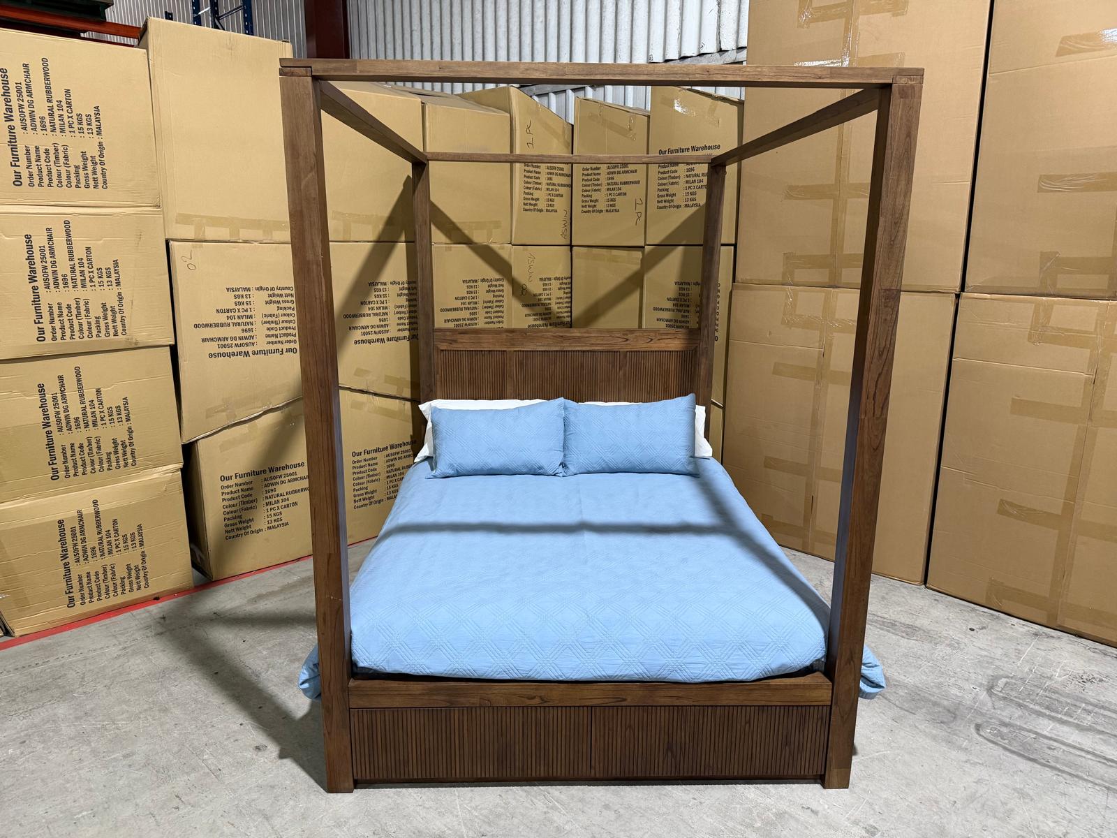 Flinders 4 Poster King size bed in Pecan finish