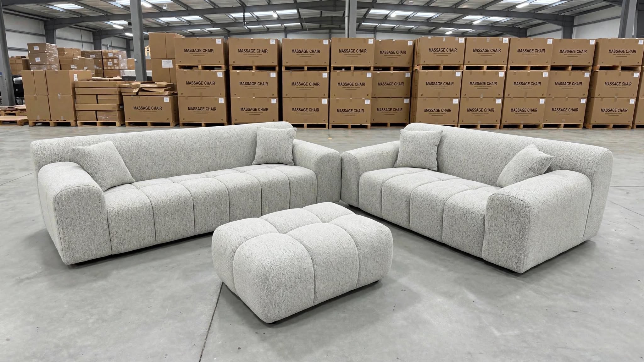 Bobbi 3+2+ Ottoman In Grey