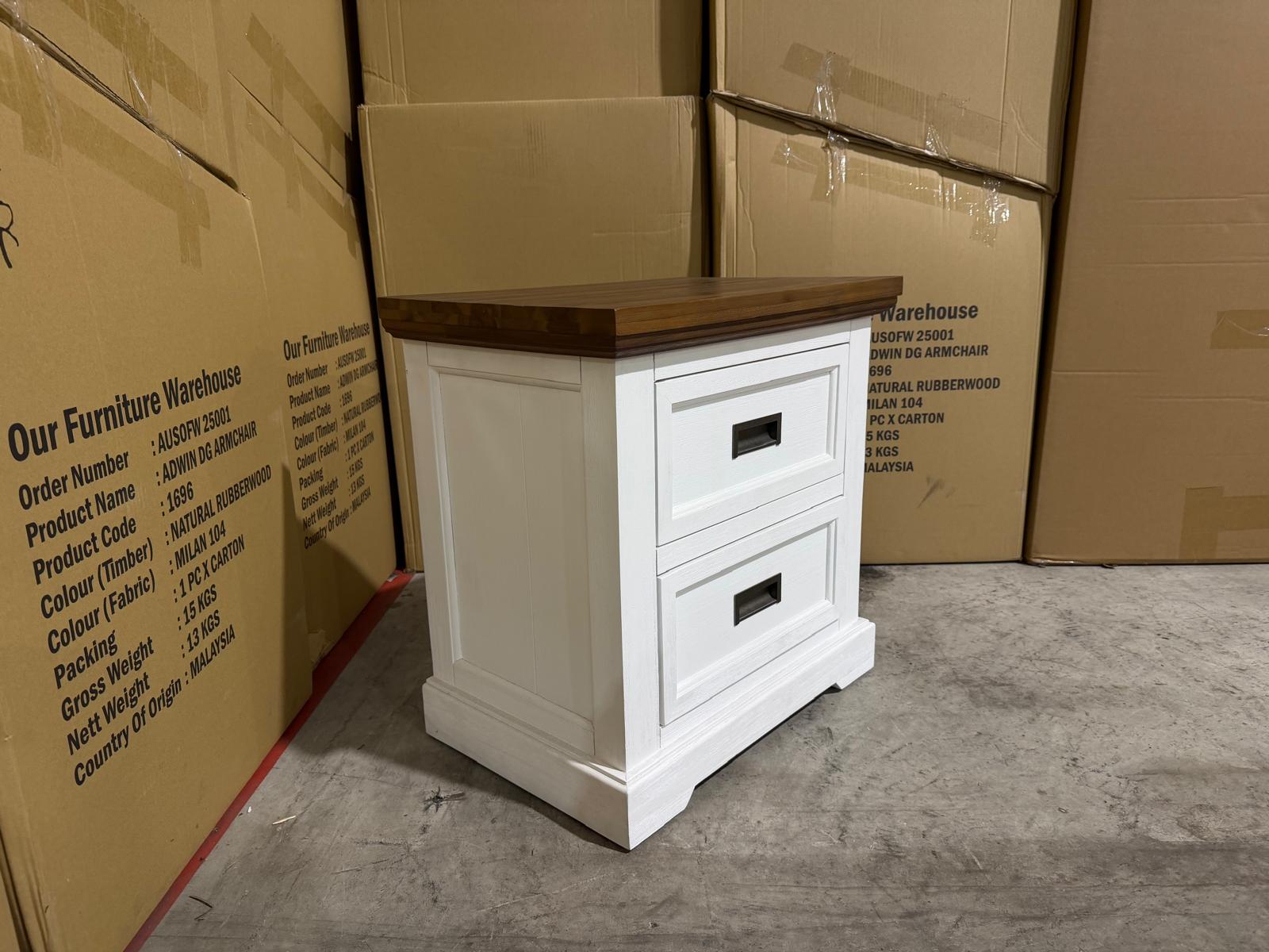 Hamptons bedside chest two tone finish