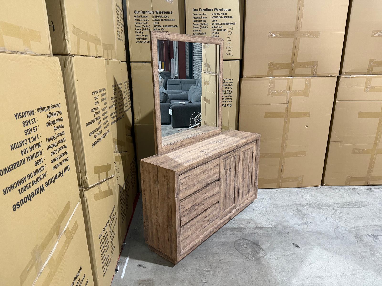 Manly Frank dressing table with mirror in rustic walnut