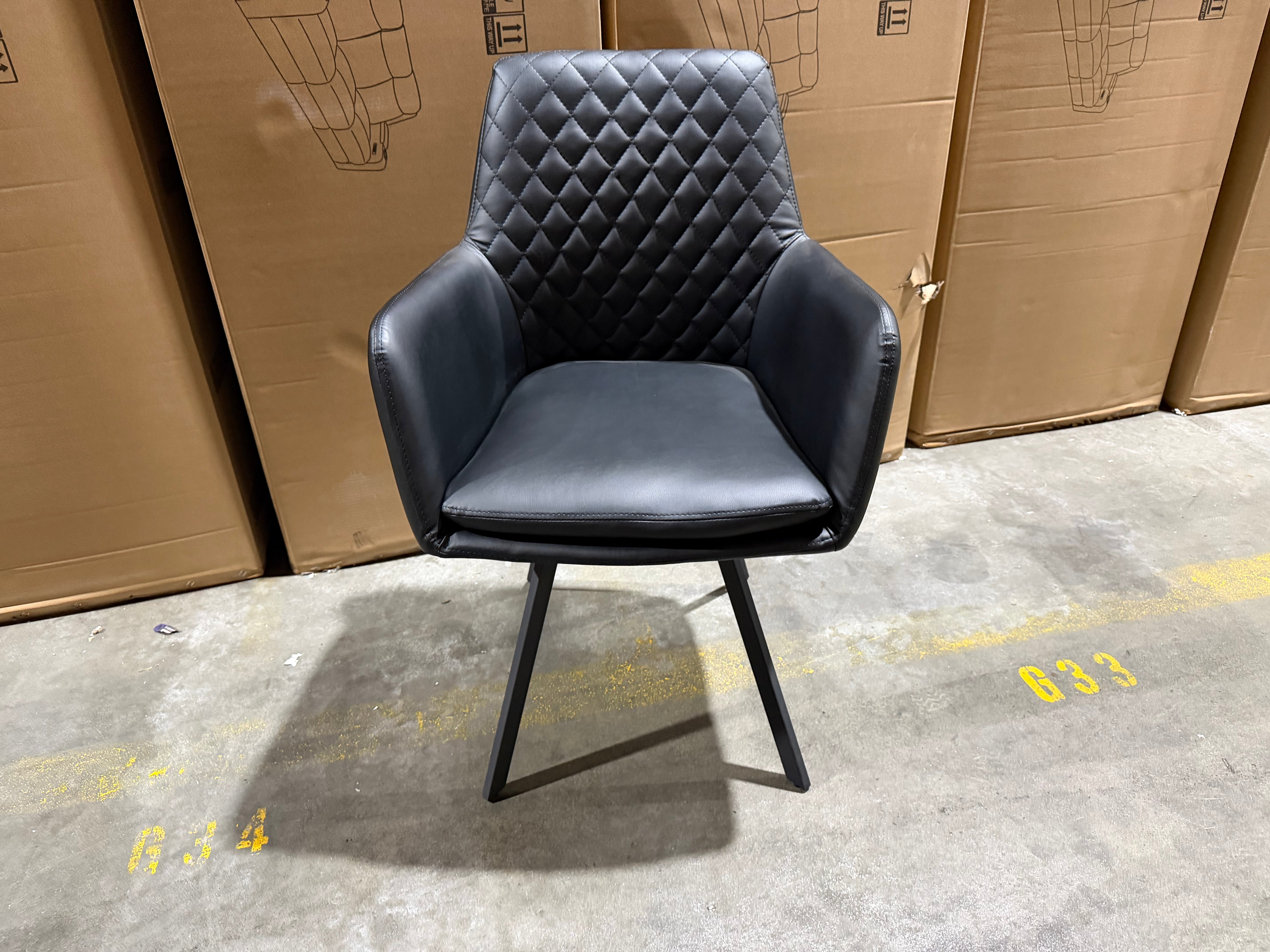 Bermuda Fully Upholstered Dining Chair With Black Metal Legs In Black