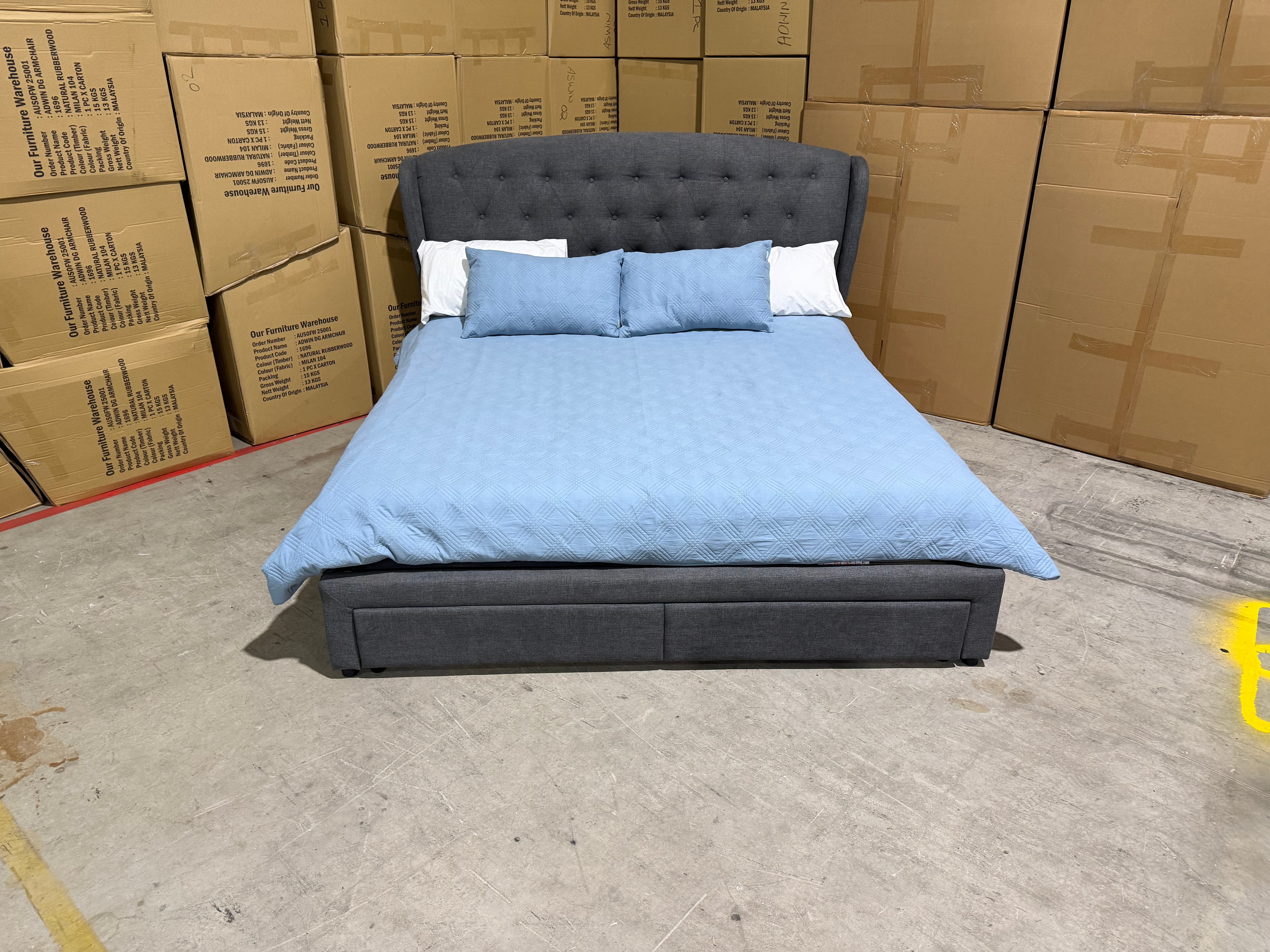 Washington Bed Range (Dark Grey) 2 Sizes Queen & King