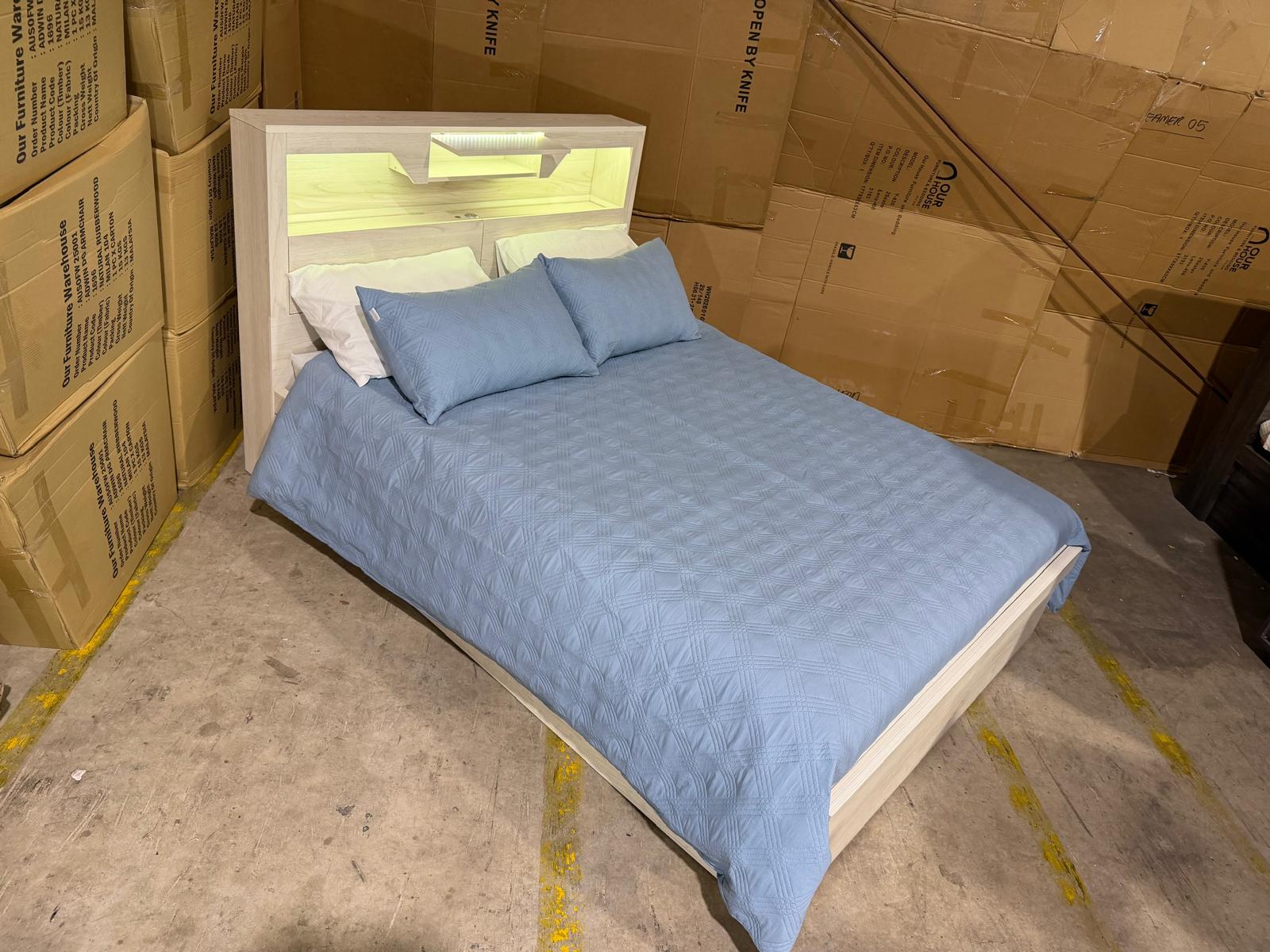 Atlanta King size bed in grey wash finish lift up storage