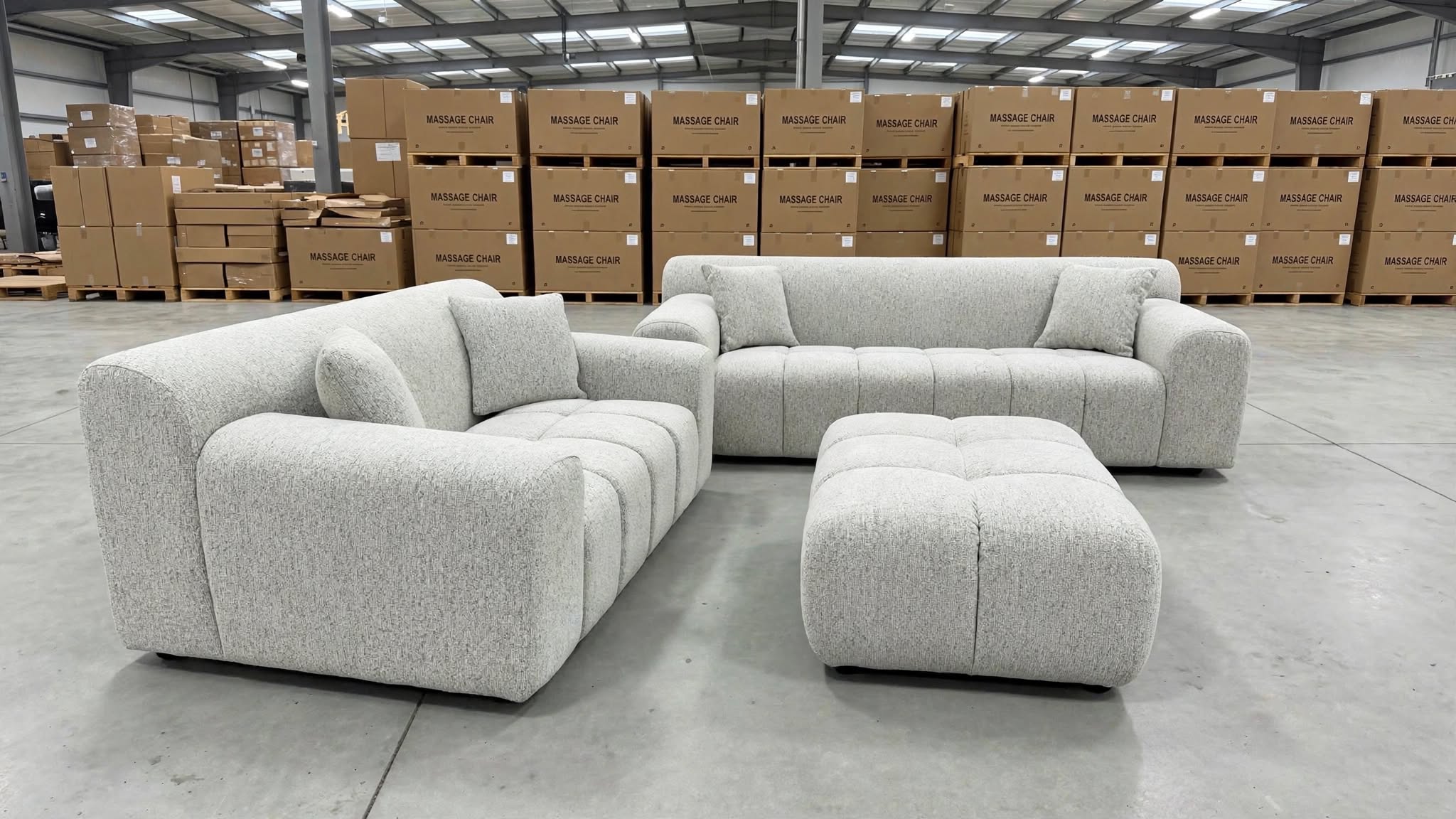 Bobbi 3+2+ Ottoman In Grey