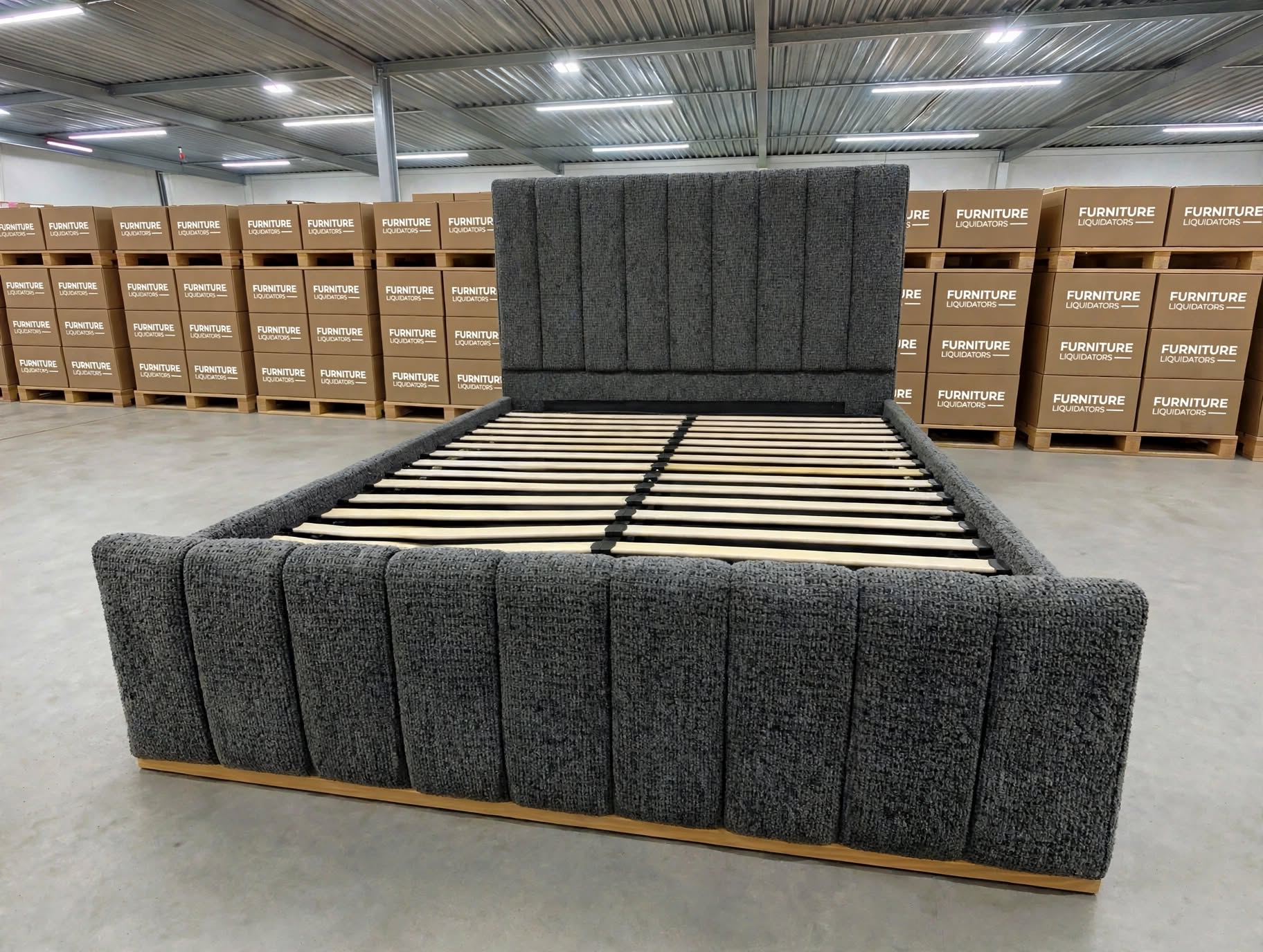 Taya King Size Upholstered Bed With Gas Lift In Share Charcoal