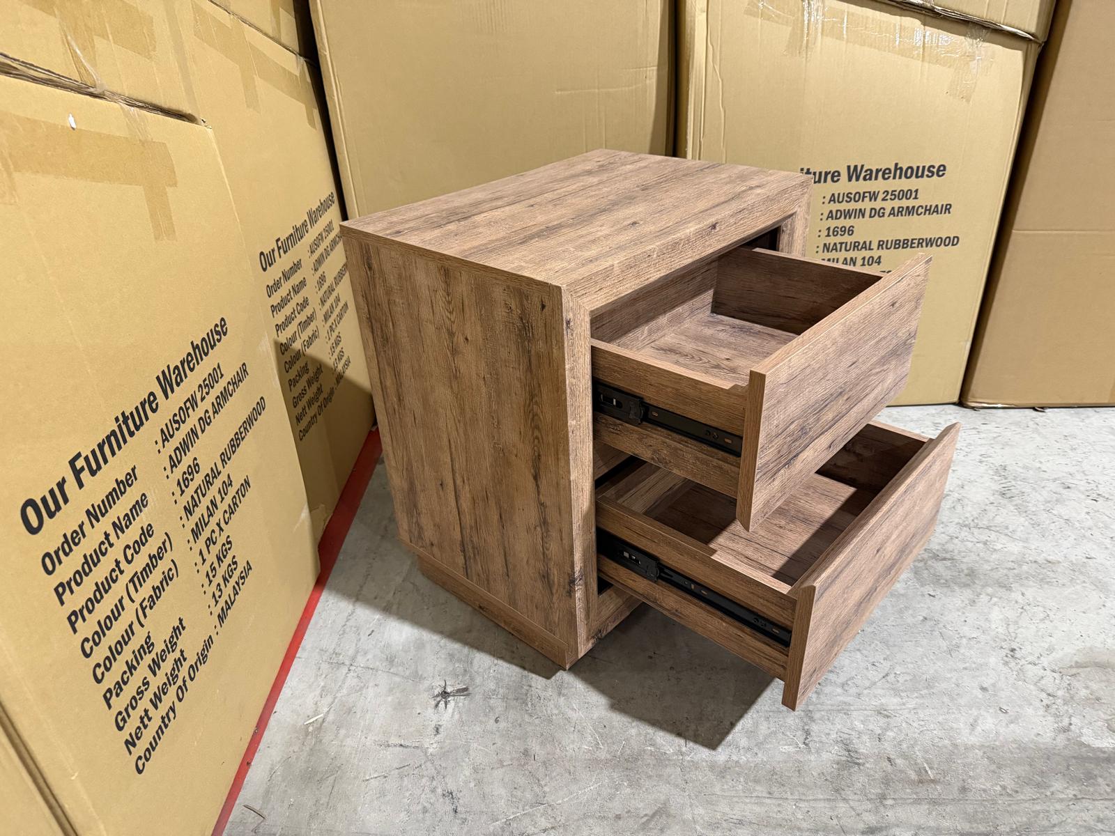 Manly frank bed side chest in rustic walnut